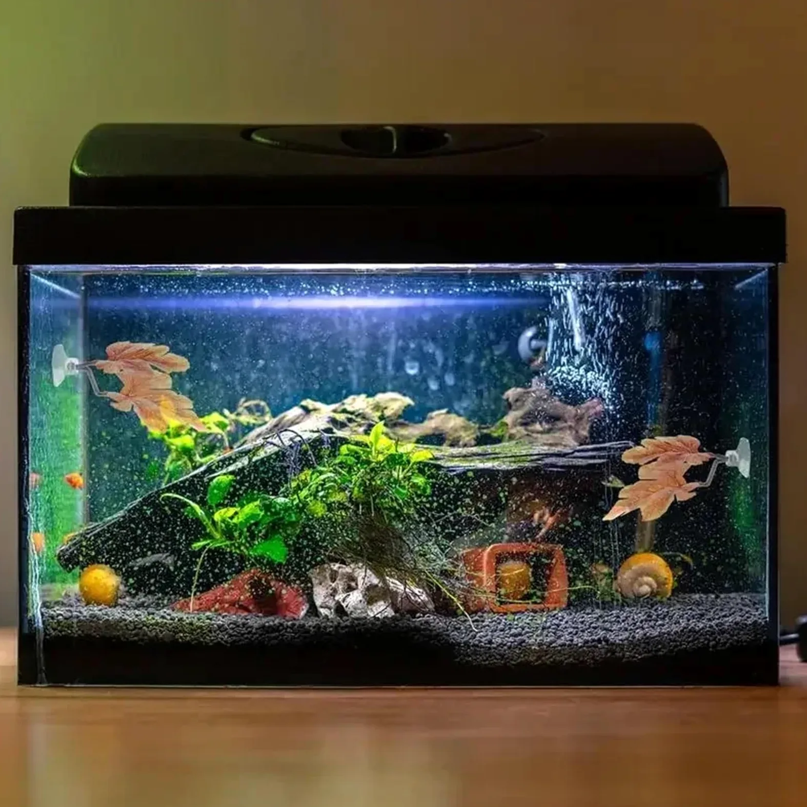 Plantas de Acuario plástico Peces Artificiales descansando, Plantas de Acuario Falsas, paisajismo Tanques, Hojas flotantes Descanso(Color 04)
