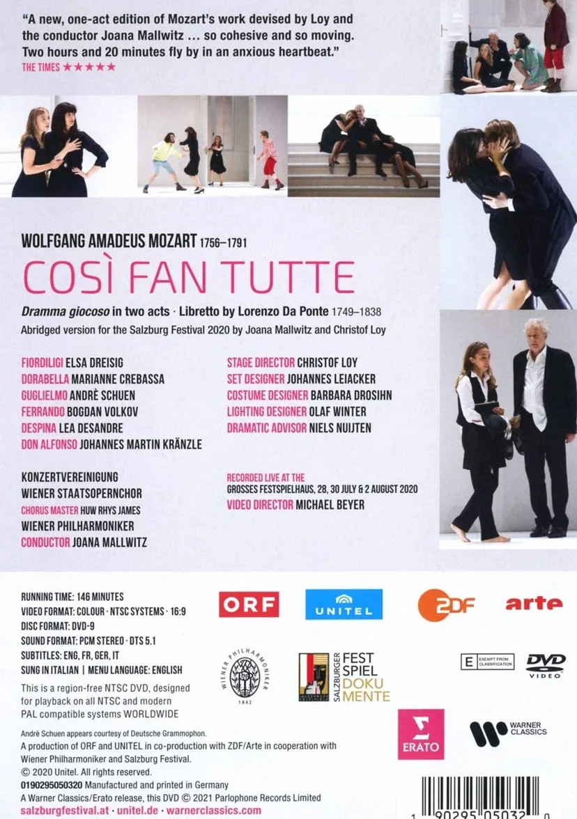 Così Fan Tutte DVD Elsa Dreisig Marianne Crebassa Lea Desandre Bogdan Volkov André Schuen Johannes Martin Kränzle