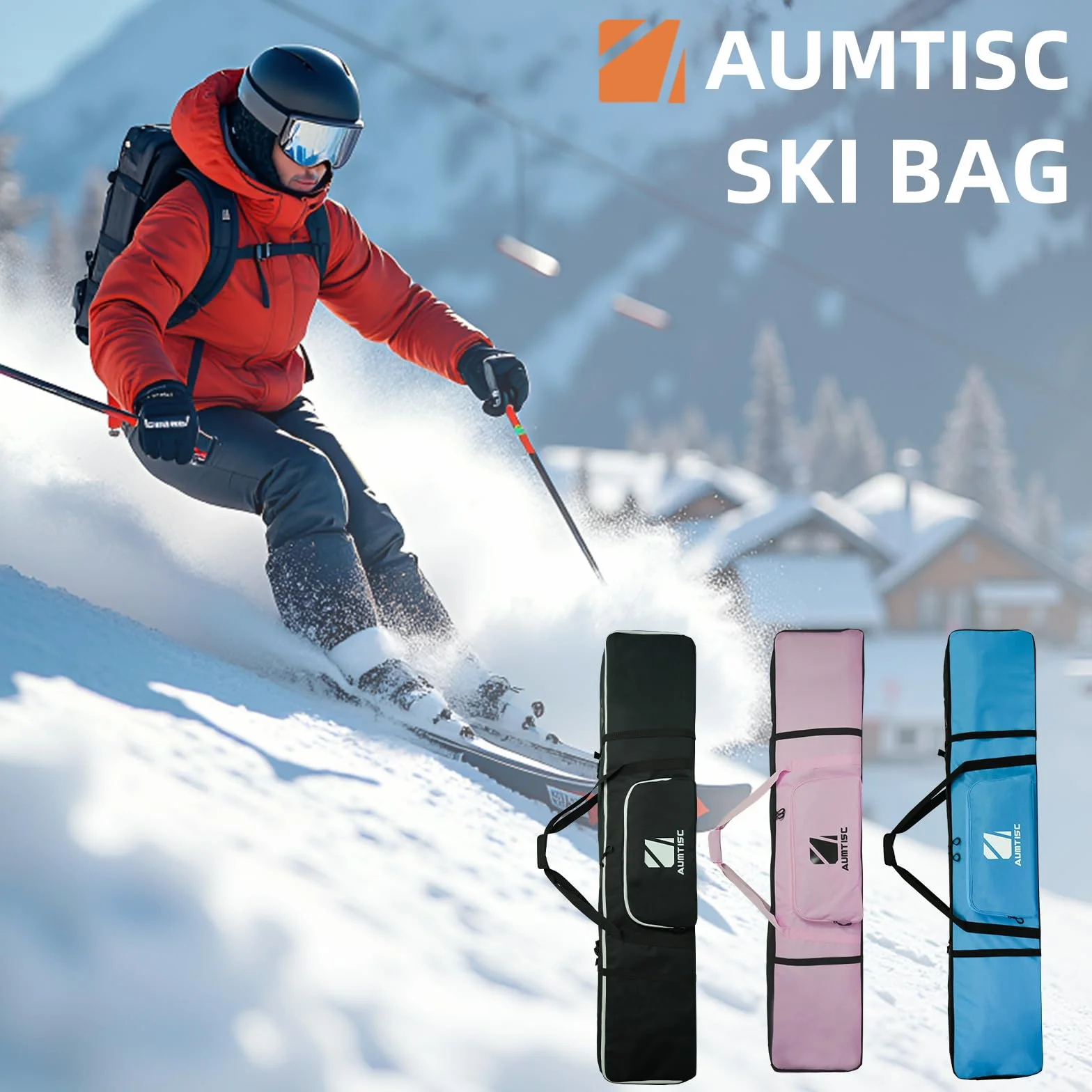 AUMTISC Bolsa de viaje para snowboard impermeable 155 cm azul