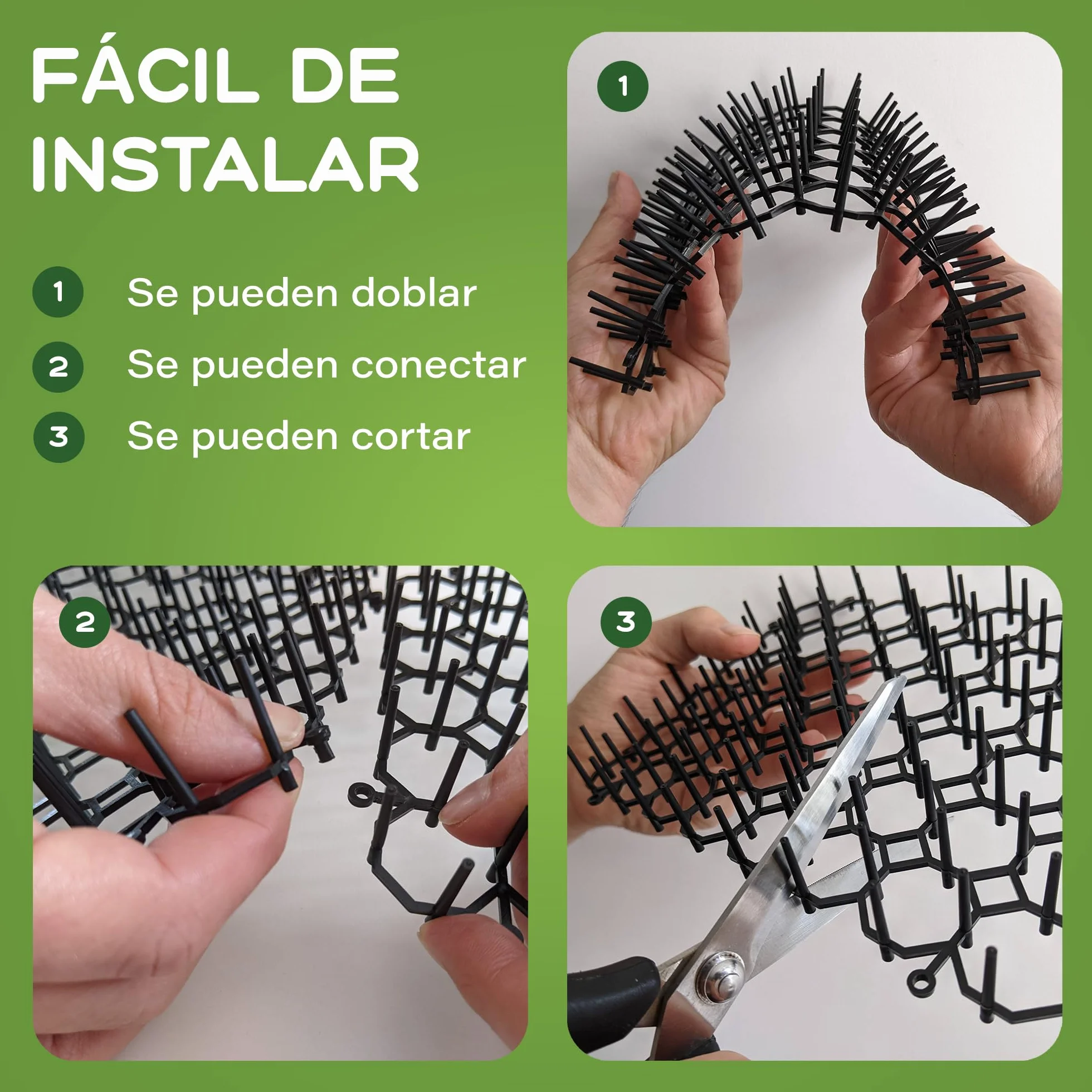 Pinchos Anti Gatos, 12 Alfombrillas 15x20cm + 12 Anclajes + 20 Bridas. Repelente para Gatos Jardin, para Interior y Exterior Mantiene Alejados a los Gatos (12 Alfombrillas 15x20 cm)