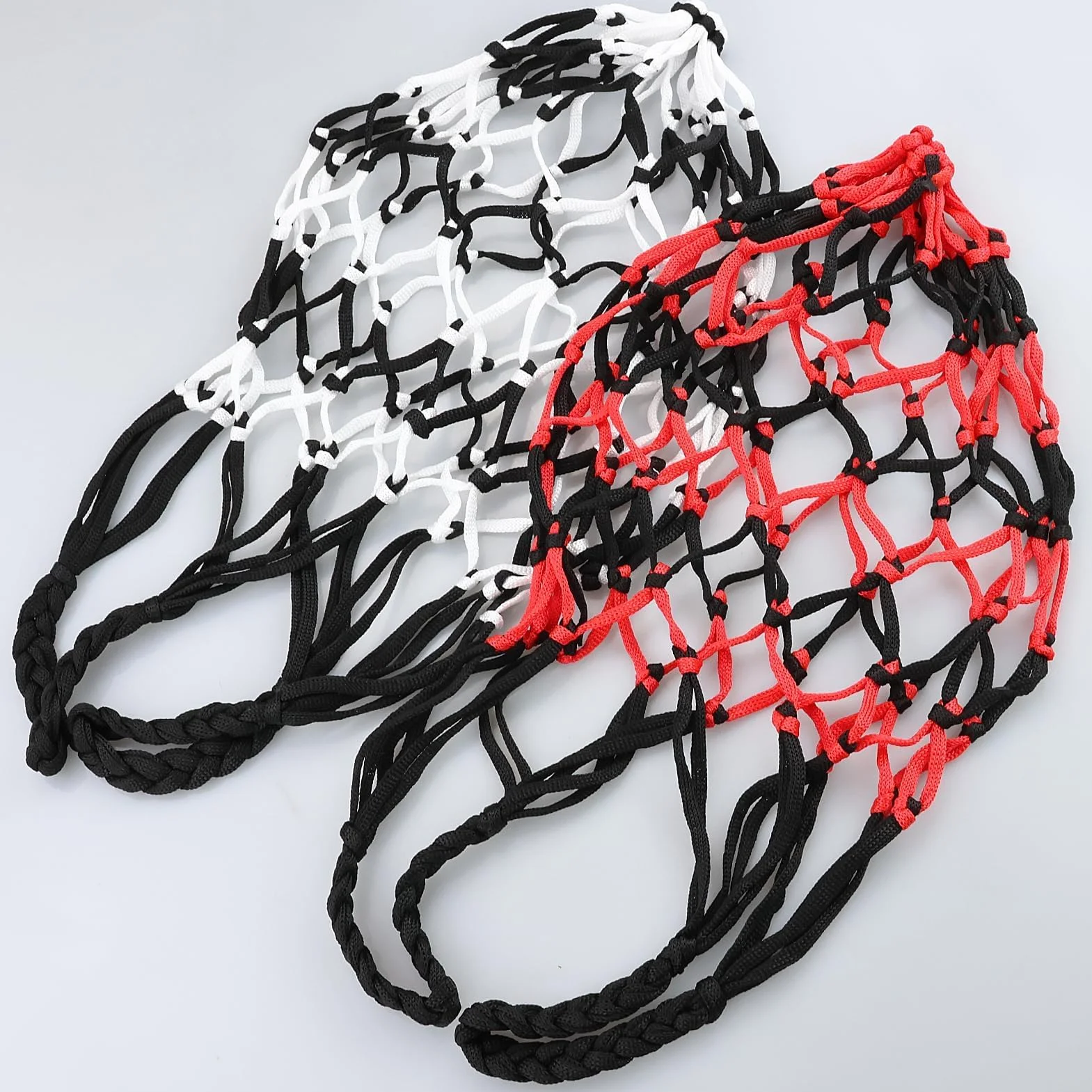 Bolsas de malla para baloncesto, red portátil para pelotas, resistente, negro/rojo+negro blanco