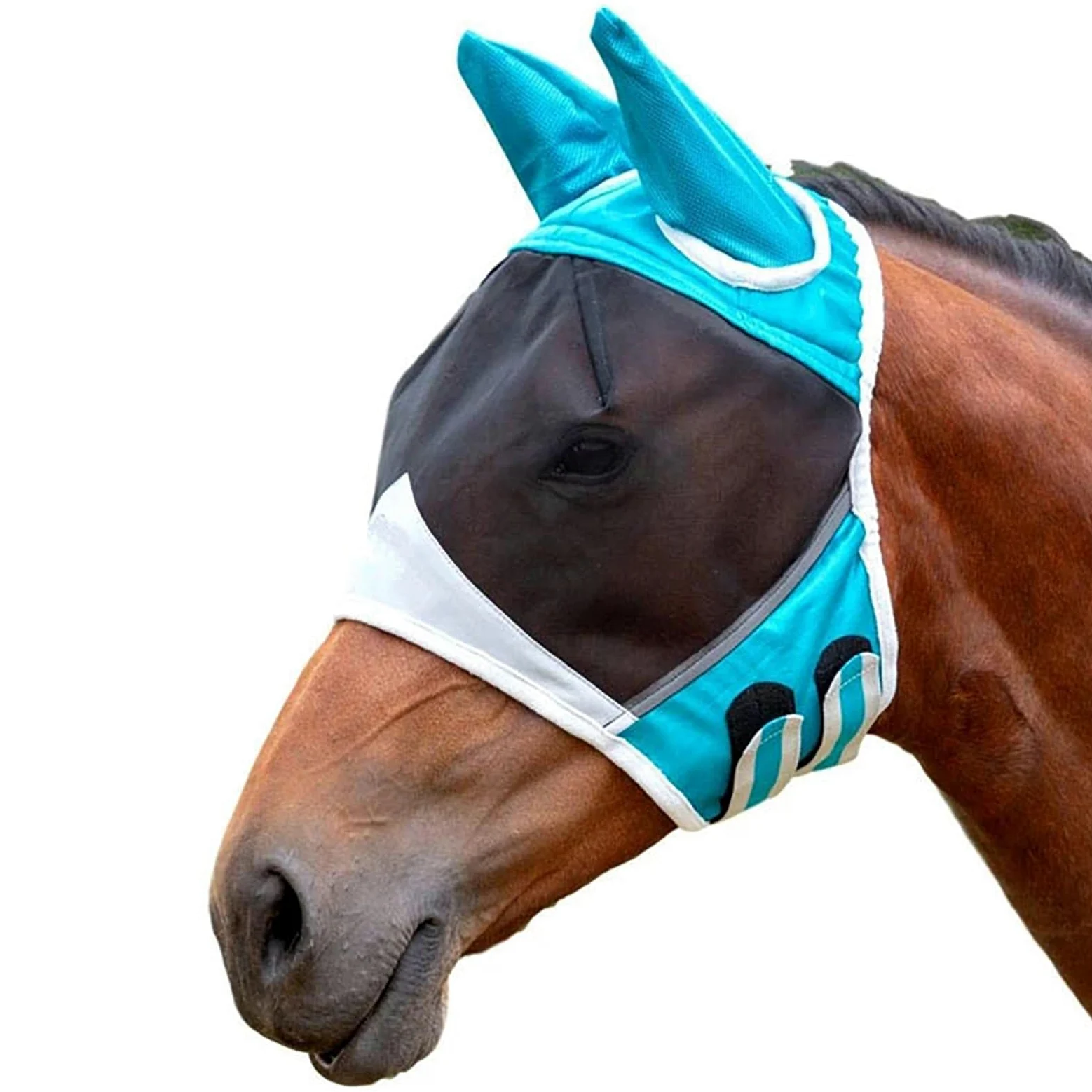 Máscara Antimoscas para Caballos 6piezas,máscara Antimoscas Elástica con Orejas,Cara Cómoda,Transpirable Y En Forma,Proporciona Un 60% protecciónsolar Y 100% antimosquitos,para Hipódromo Granja
