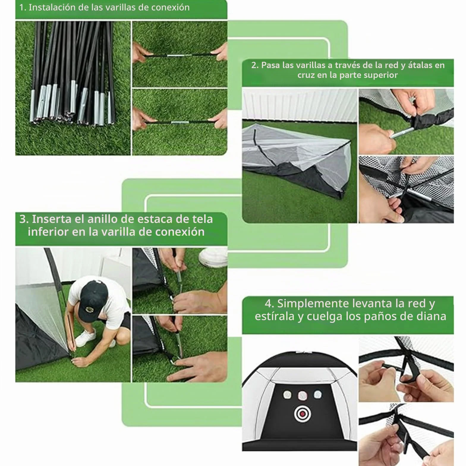 Red de práctica de golf 10x7 pies (300x200 cm) con alfombrilla de triple césped y objetivo de nailon para entrenamiento