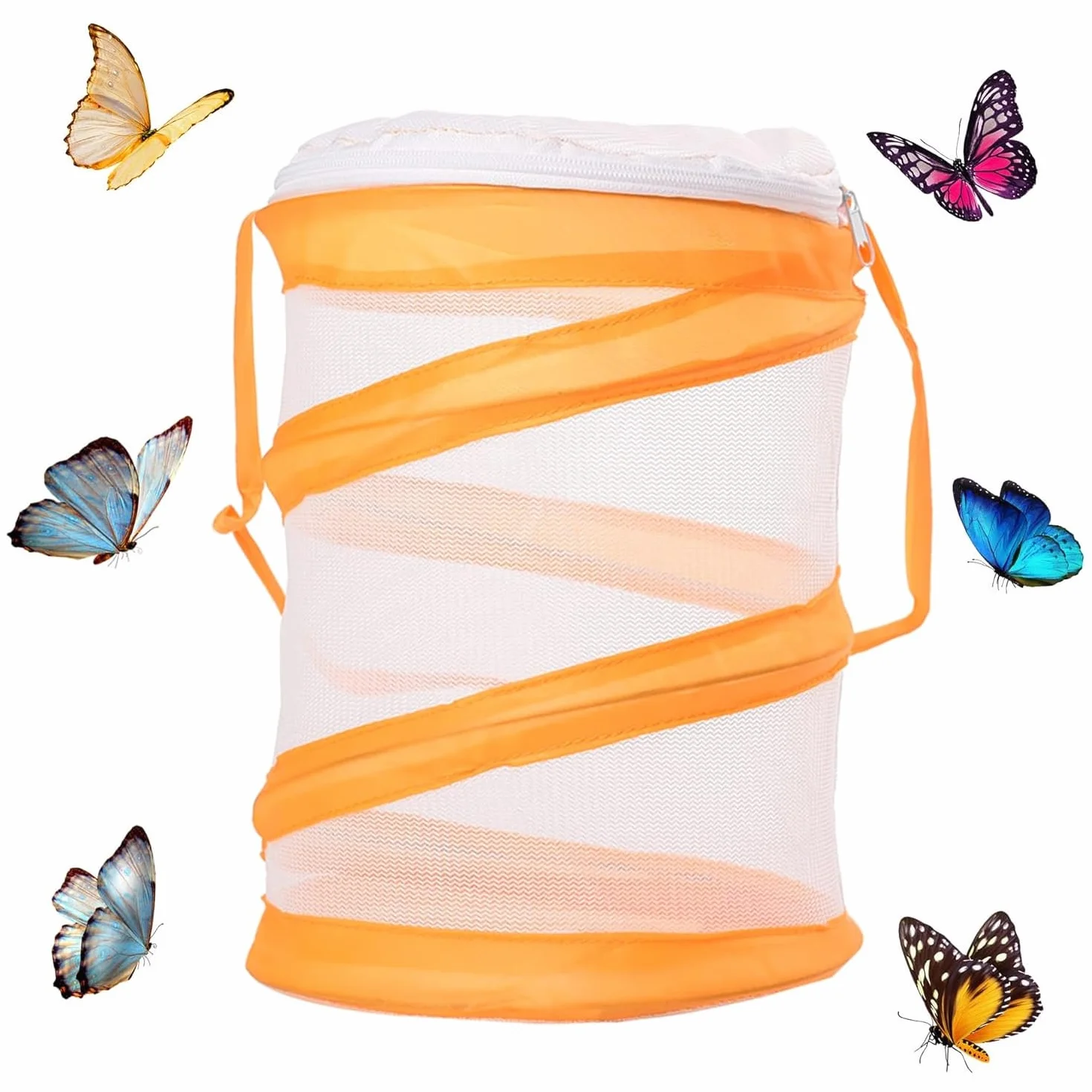 Jaula Plegable Para Hábitat de Mariposas Red Portátil Para Atrapar Insectos Jaula Para Cría de Insectos Red Portátil Para Atrapar Mariposas Educativo Sobre La Captura de Insectos Para Niños (Naranja)