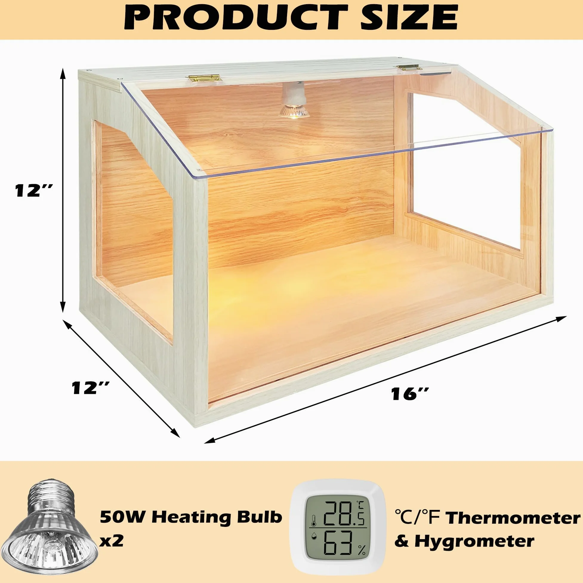 Caja de cría Inteligente para 20 Pollitos con 2 lámparas de Calor, Caja de incubadora para Animales pequeños, Pollitos, Patos, codornices, hámsteres, lagartos, 16 x 12 x 12 Pulgadas