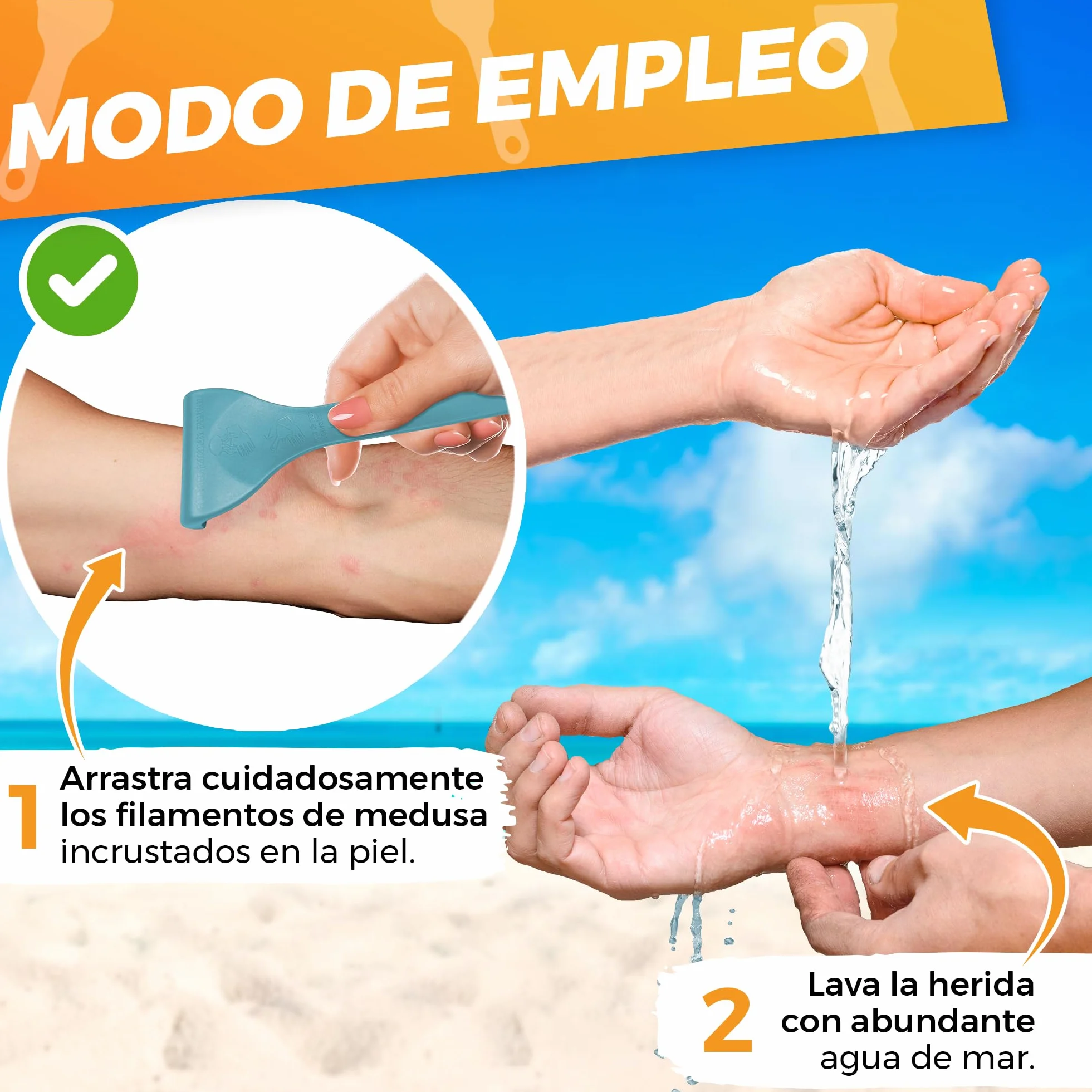 Meduclean - Alivio Picaduras de Medusa – Dispositivo para Retirar Filamentos Urticantes – Rápido y Natural – Sin Químicos – Seguro para Niños y Adultos – Ideal para Playa y Actividades Acuáticas (1)