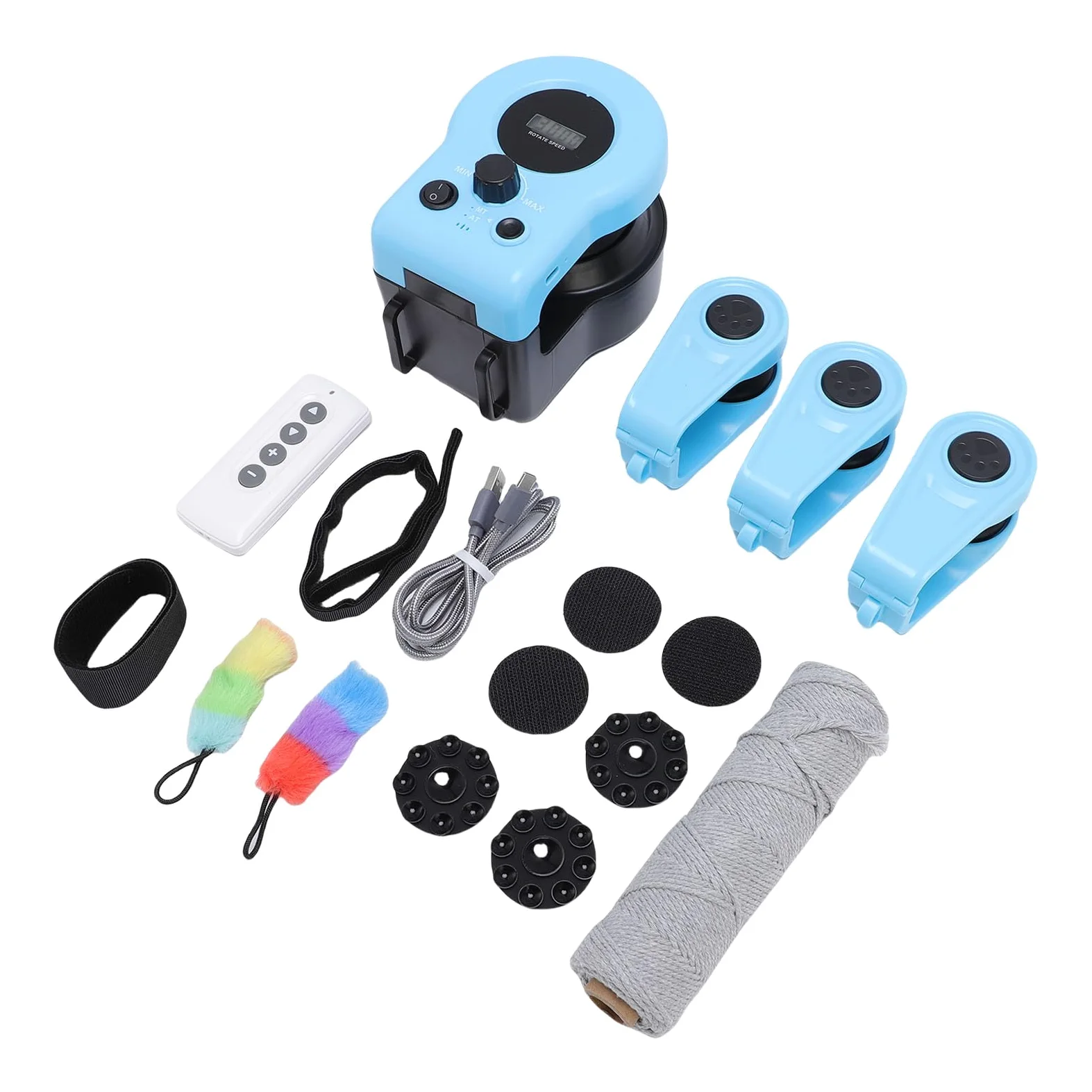 SIXRUN Juguete Interactivo para Gatos con Diseño de Sonido y Plumas para Juegos en Interiores, Juguete Eléctrico para Correr Estable, Adecuado para Ejercicio de Gatos, Tamaño de la Unidad Principal: