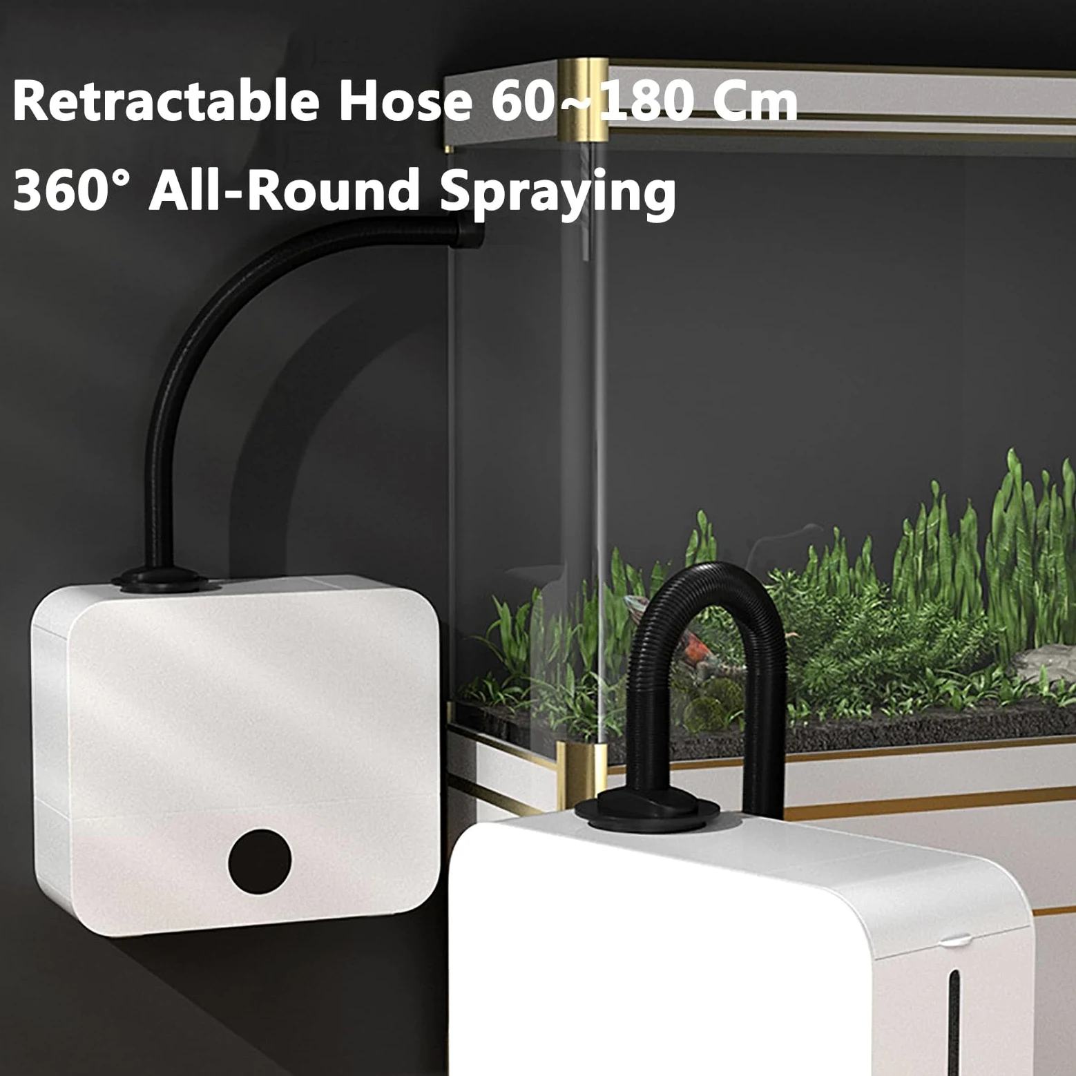 Humidificadores para reptiles, sistema de nebulización de terrarios de 2,5 L con manguera retráctil de 60 ~ 180 cm, volumen de atomización de 200 ml/h y 3 velocidades ajustables, sincronización de 1 a