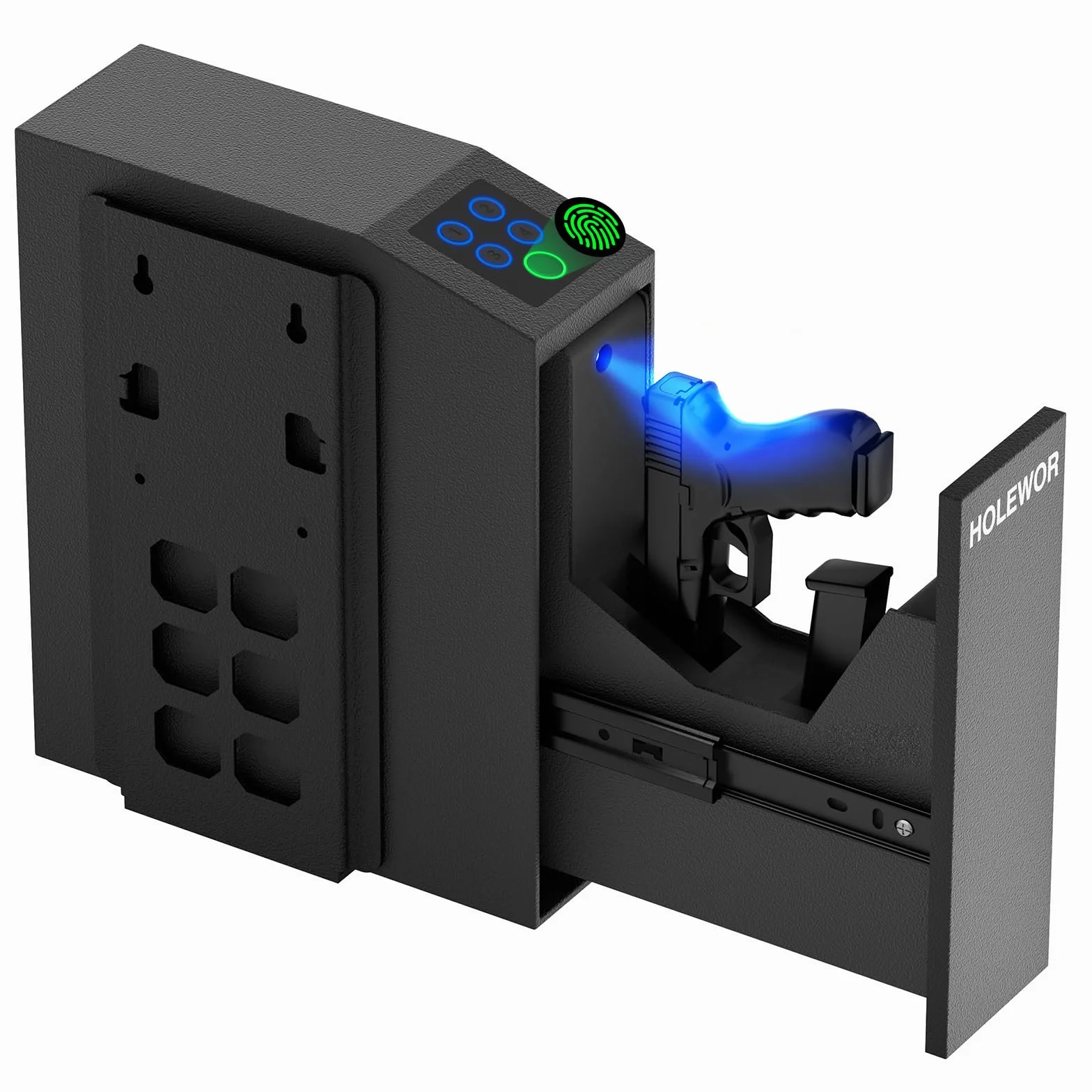Caja de seguridad biométrica para pistola, huella dactilar, acceso rápido, caja de bloqueo para mesita de noche