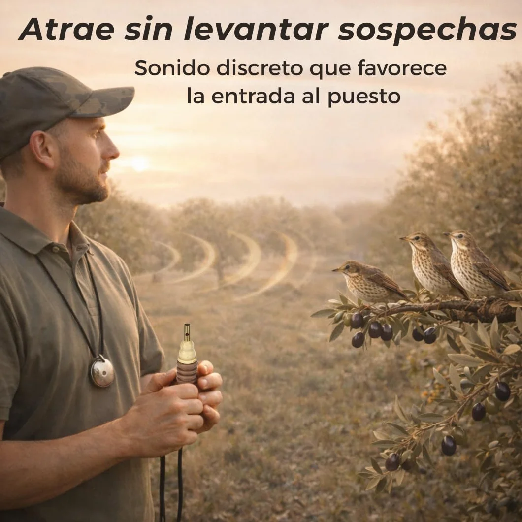 Reclamo Zorzal Bucal Manual con 2 Silbatos para Atraer Zorzales