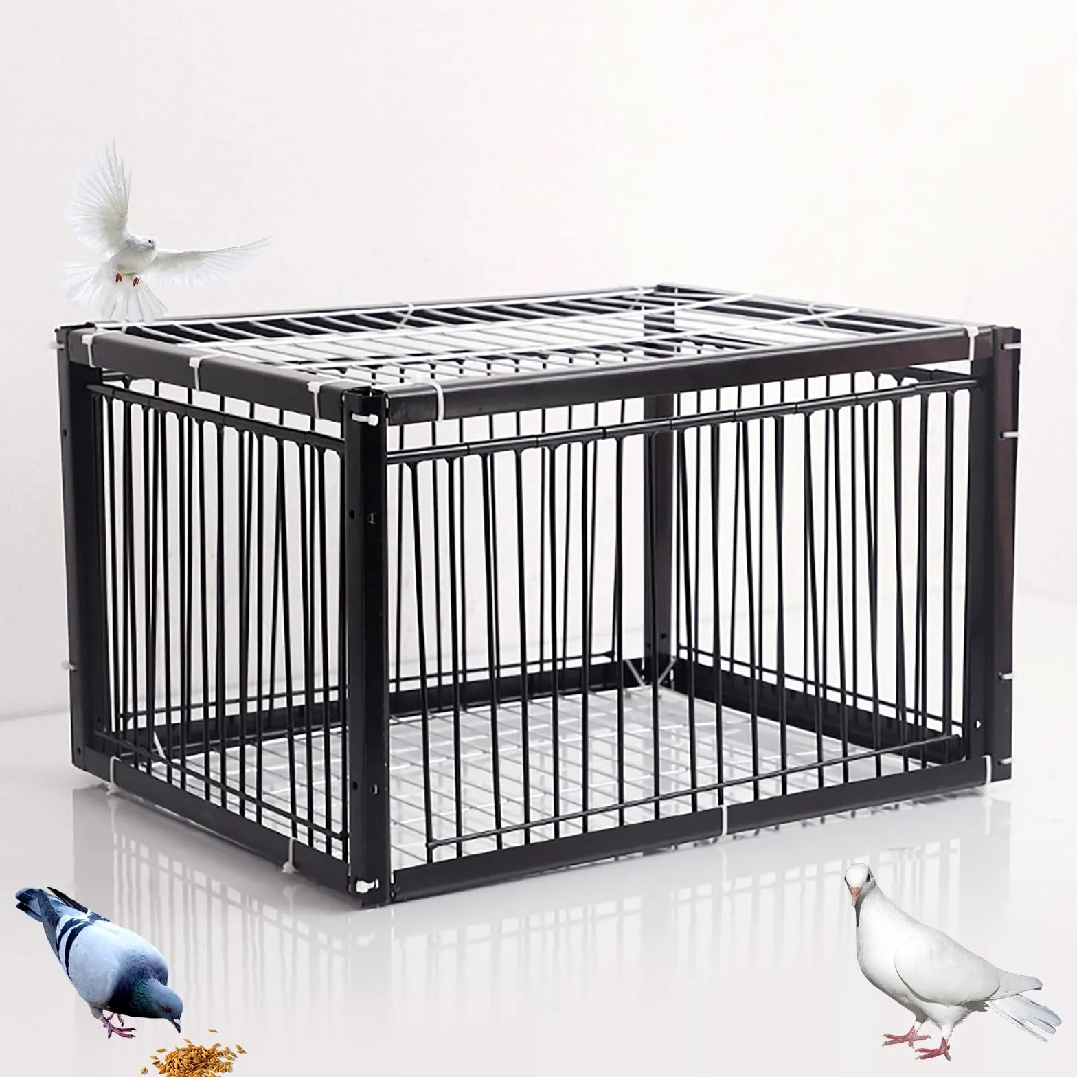 Jaula trampa para pájaros para palomas, palomas y loros, eficaz para la cría y el uso de puertas de ventana en gallineros, suministros ideales para atrapar aves