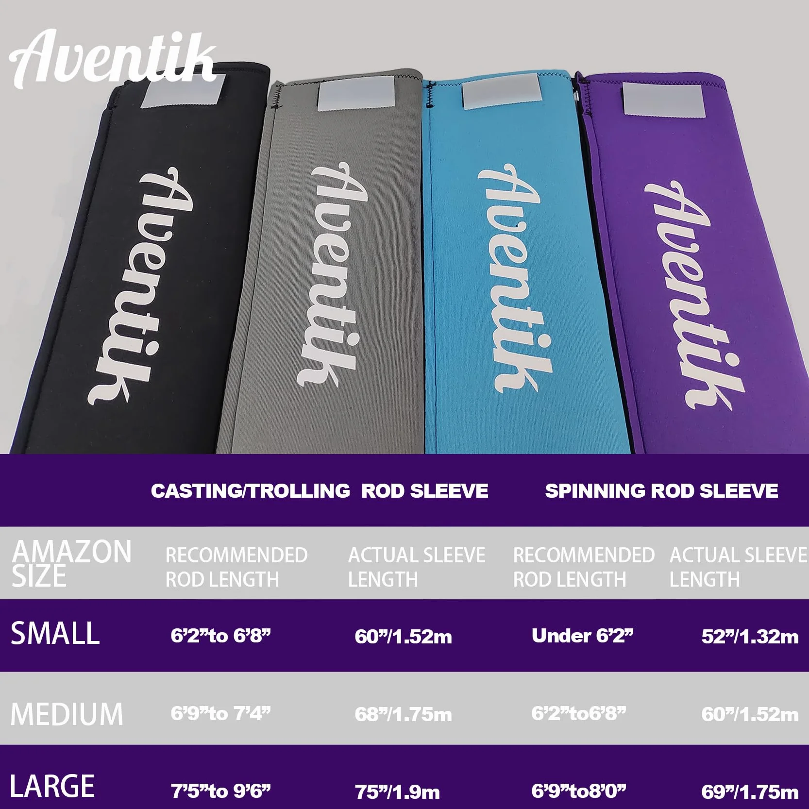 Funda para caña de pescar Aventik neopreno resistente enganches cubierta flotante 6-9 pies