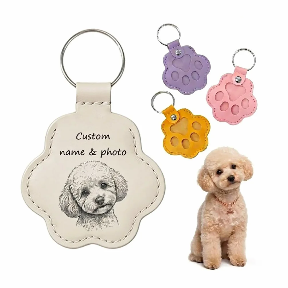Regalo Conmemorativo Personalizado para Mascotas, Llavero con Foto y Nombre, Porta-Pelos, Piel Grabada para la Pérdida de Perro o Gato, Regalo para Amantes de los Animales