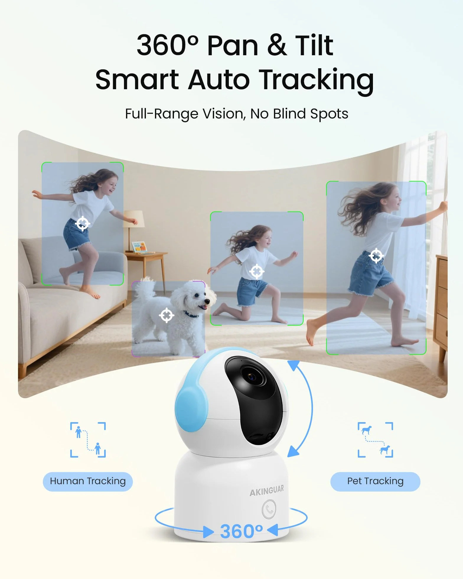 4K 8MP Camara Vigilancia WiFi Interior, 360° PT Cámara IP, AI Deteccion de Humana/Mascata, Seguimiento Automático, Audio Bidireccional, Visión Nocturna, 2.4G/5G WiFi, con Tarjeta de 64GB