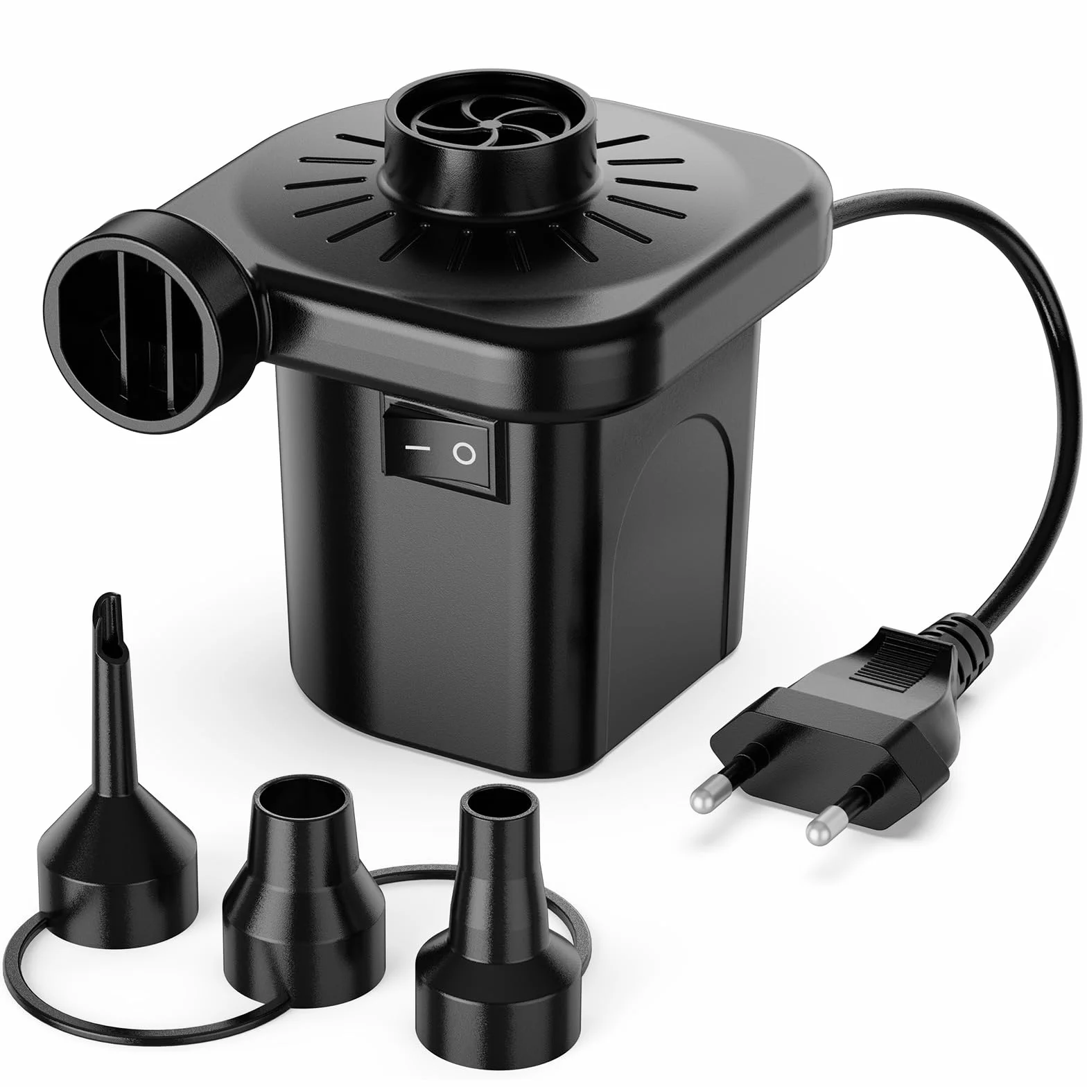 Bomba de Aire Eléctrica 220-240 V, 3 Boquillas, Infladora y Desinfladora para Colchones de Aire, Botes, Flotadores de Piscina