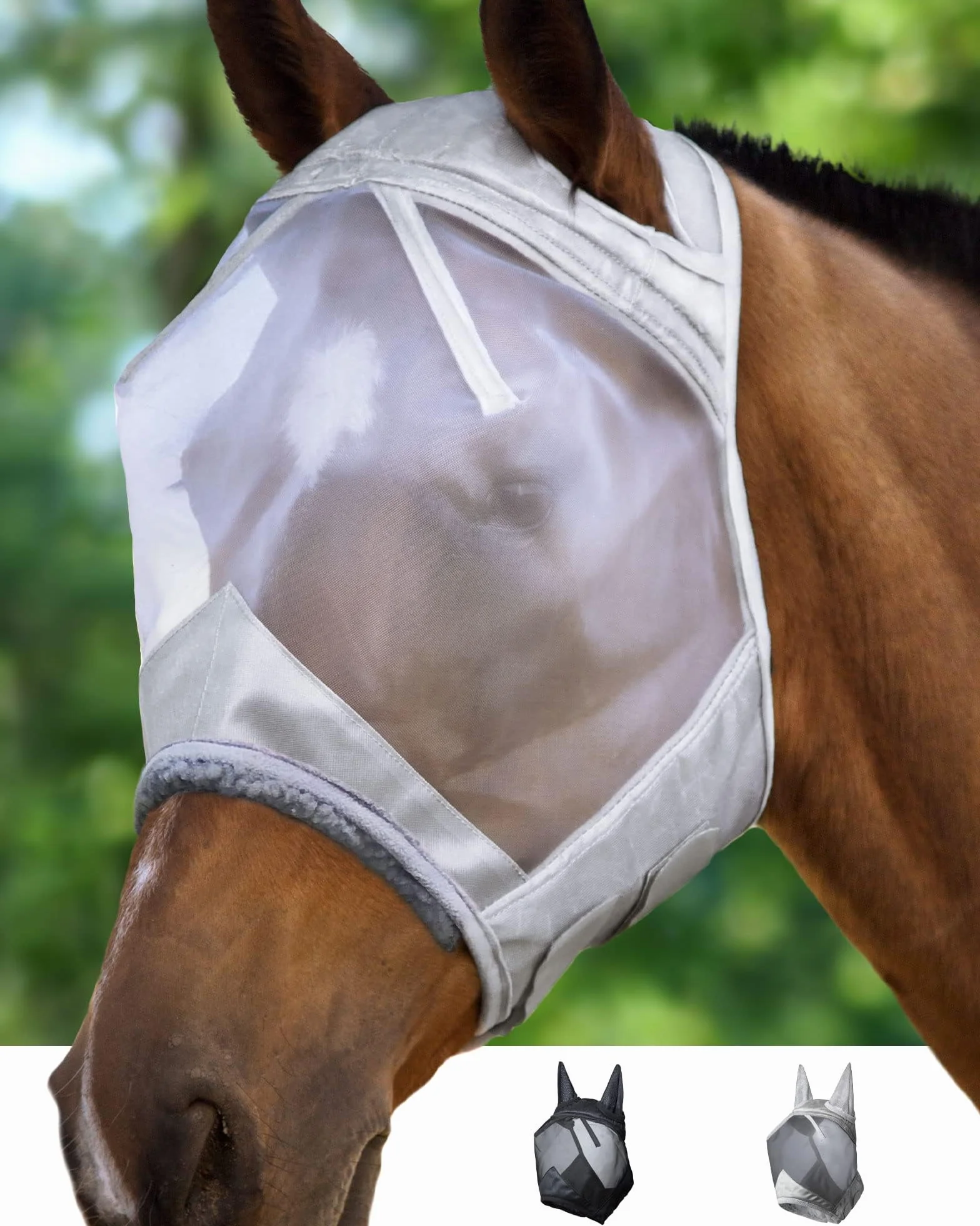 Harrison Howard CareMaster Máscara Anti-Moscas Protección con Orejas Plata (S; Pony)