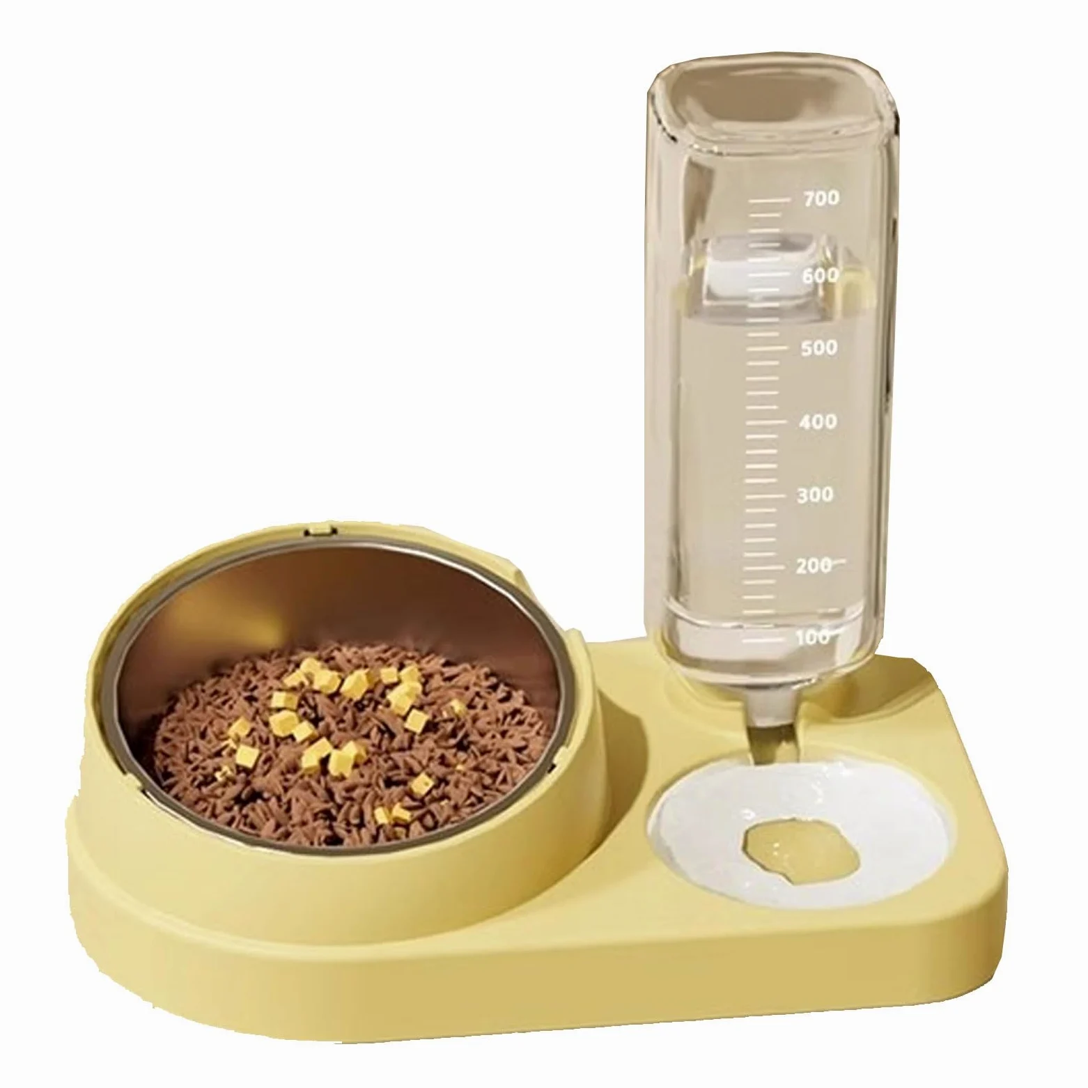 Dispensador de Agua for Gatos y Perros, Acero Inoxidable, for Cachorros, Color Amarillo