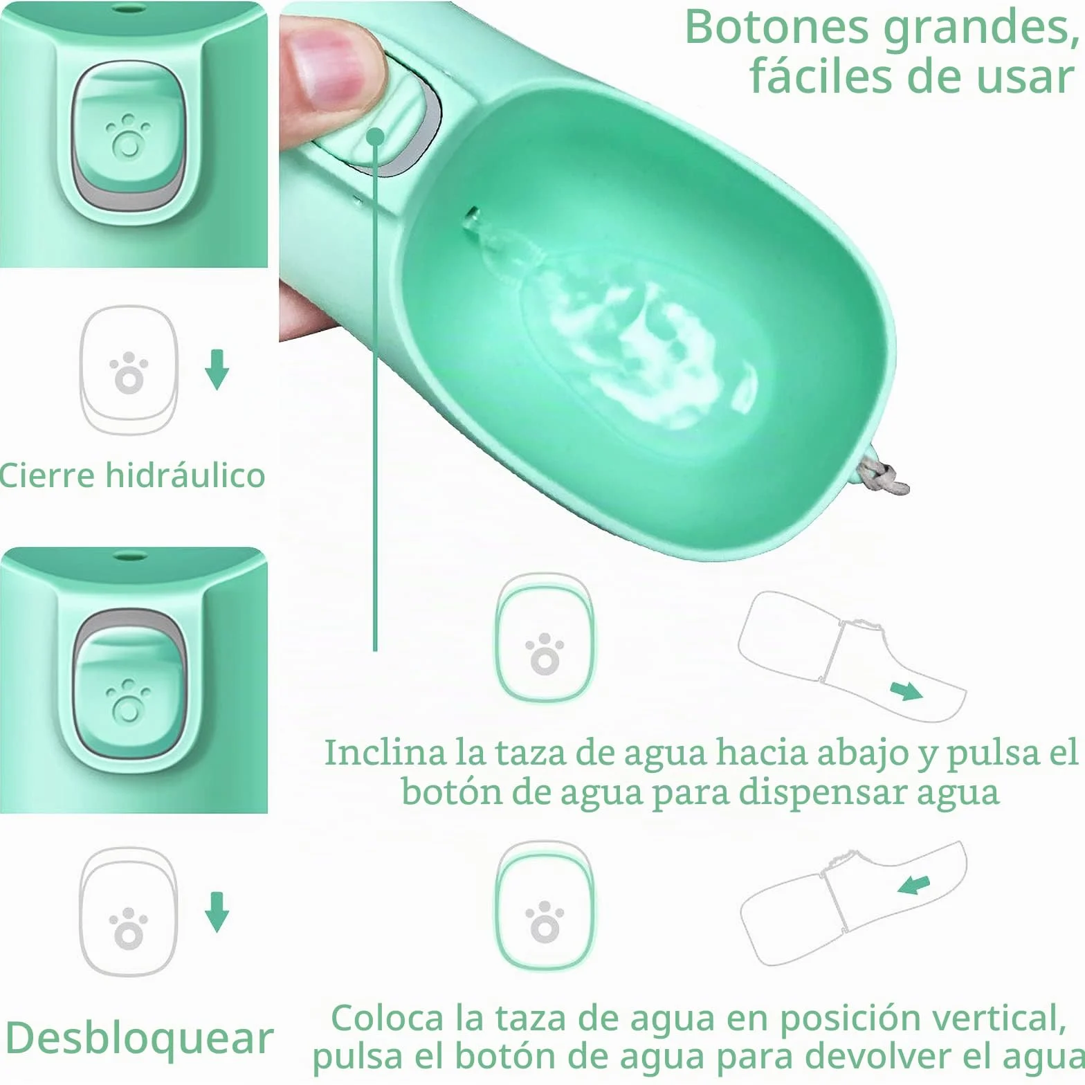 Frasheng Botella para Perros,550ml dispensador de Agua Antibacteriano,Bebedero Perro Portatil,a Prueba de Fugas,Libre de BPA,Dispensador de Agua Antibacteriano para Mascotas para Viajes al Aire Libre