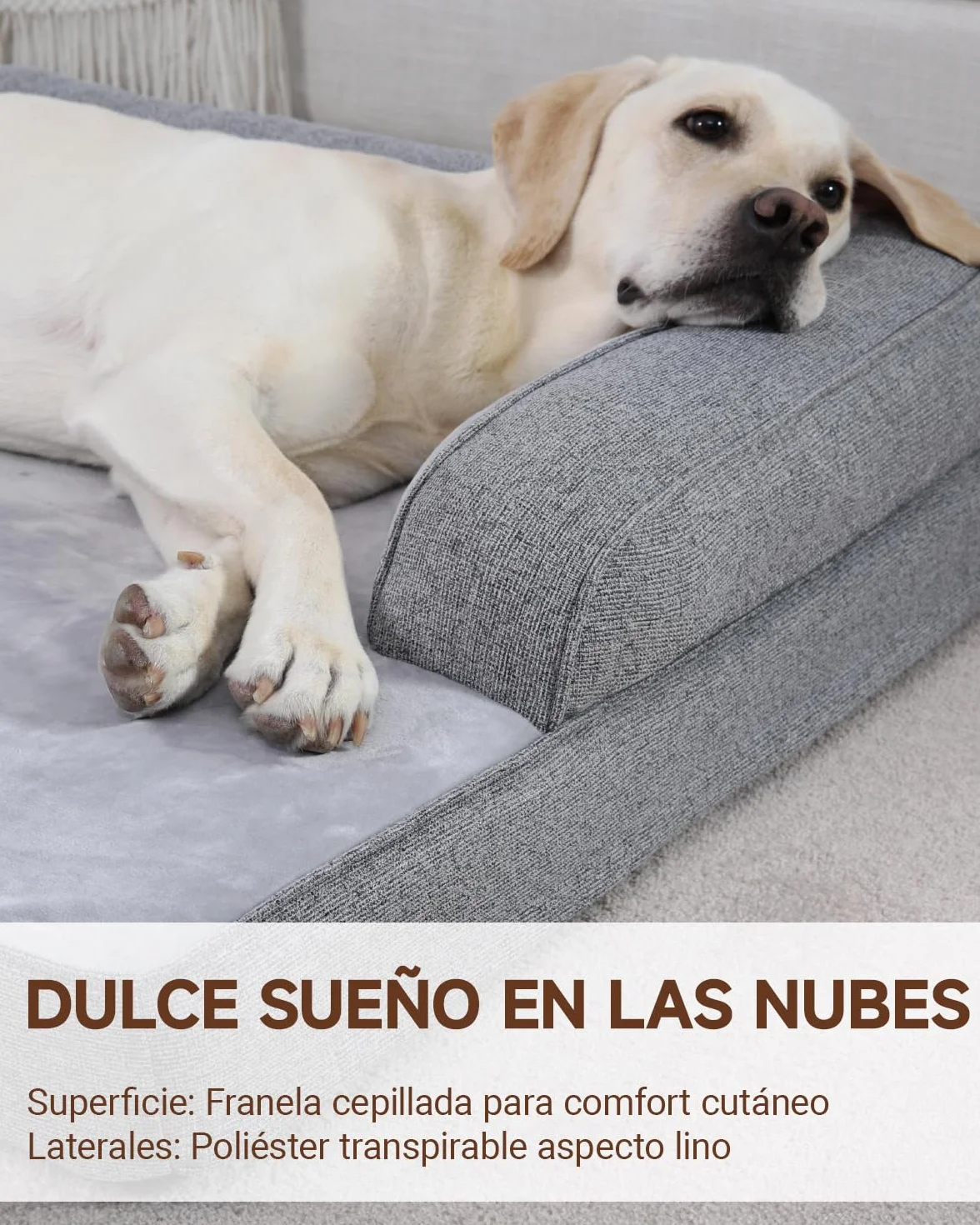 KSIIA Cama ortopédica extragrande para perros XL impermeable con refuerzo en forma de U, funda extraíble lavable y parte inferior antideslizante, gris, 104 x 68 x 17 cm