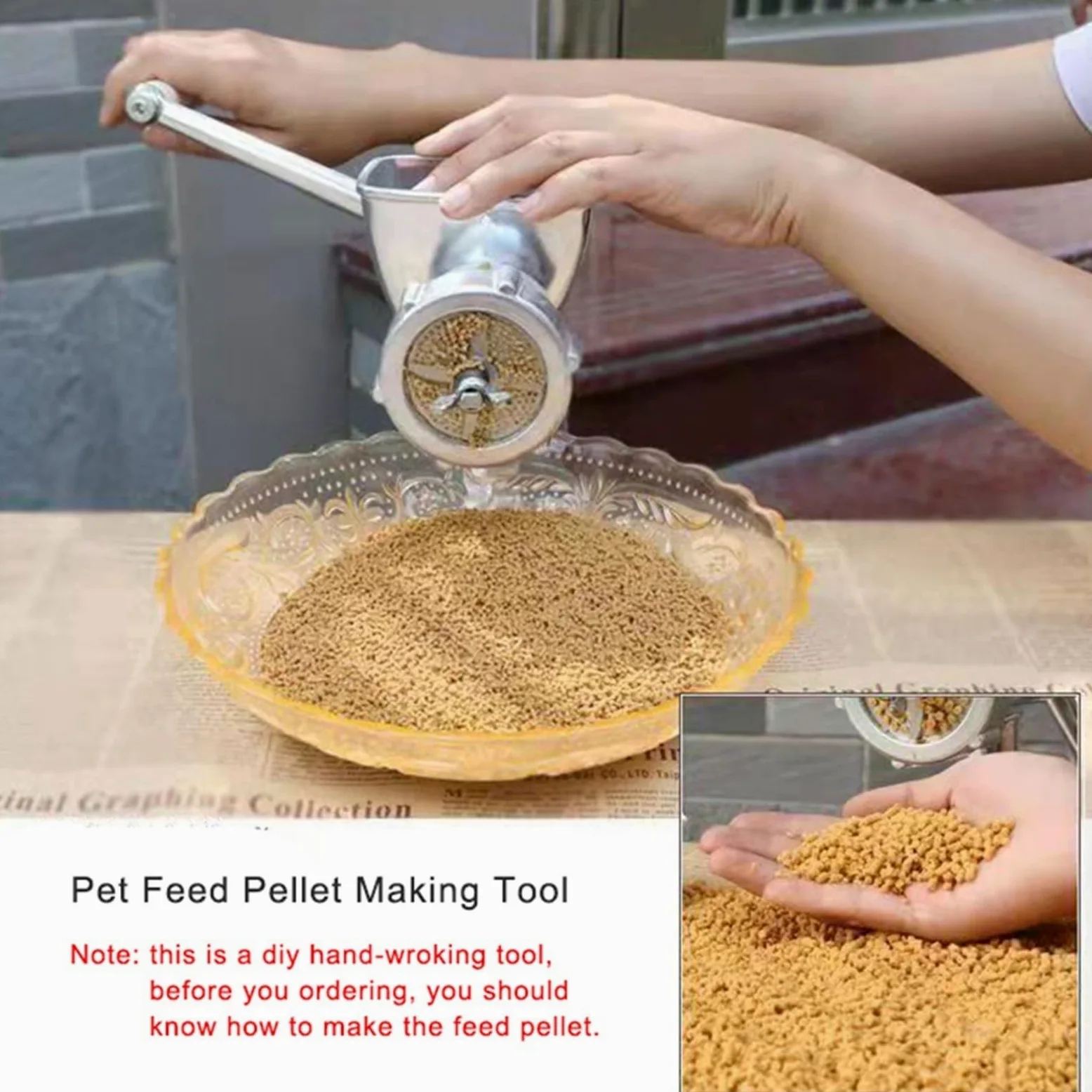 OVARIA Máquina de pellets de Alimentos for piensos, máquina Manual for Hacer pellets de Alimentos for Perros y Gatos, granuladora de Cebo for Mascotas for Peces, pájaros, Gatos, Perros y Loros