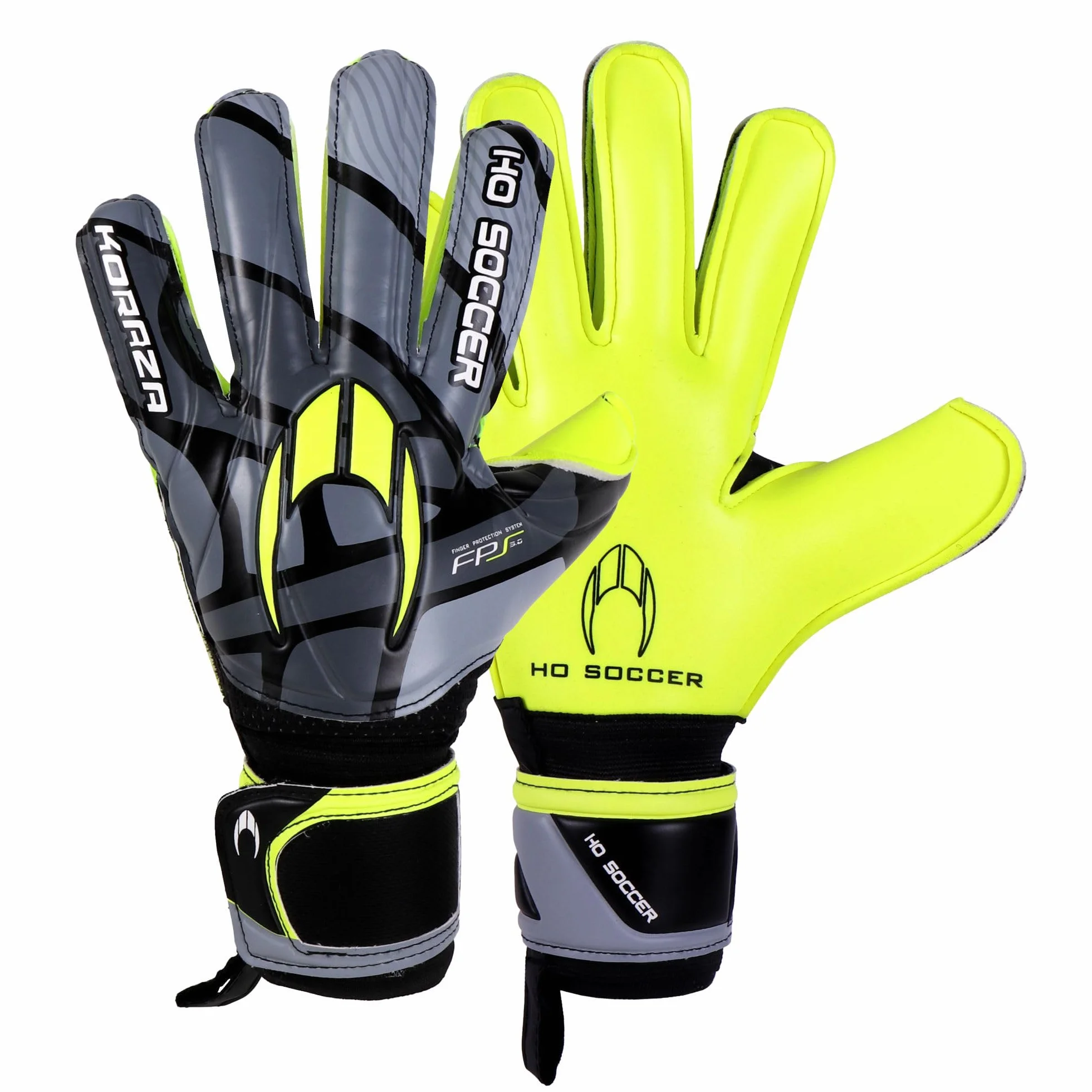 Guantes de Portero KORAZA HO Soccer con Protección Dedos Extraíbles Gris Lima