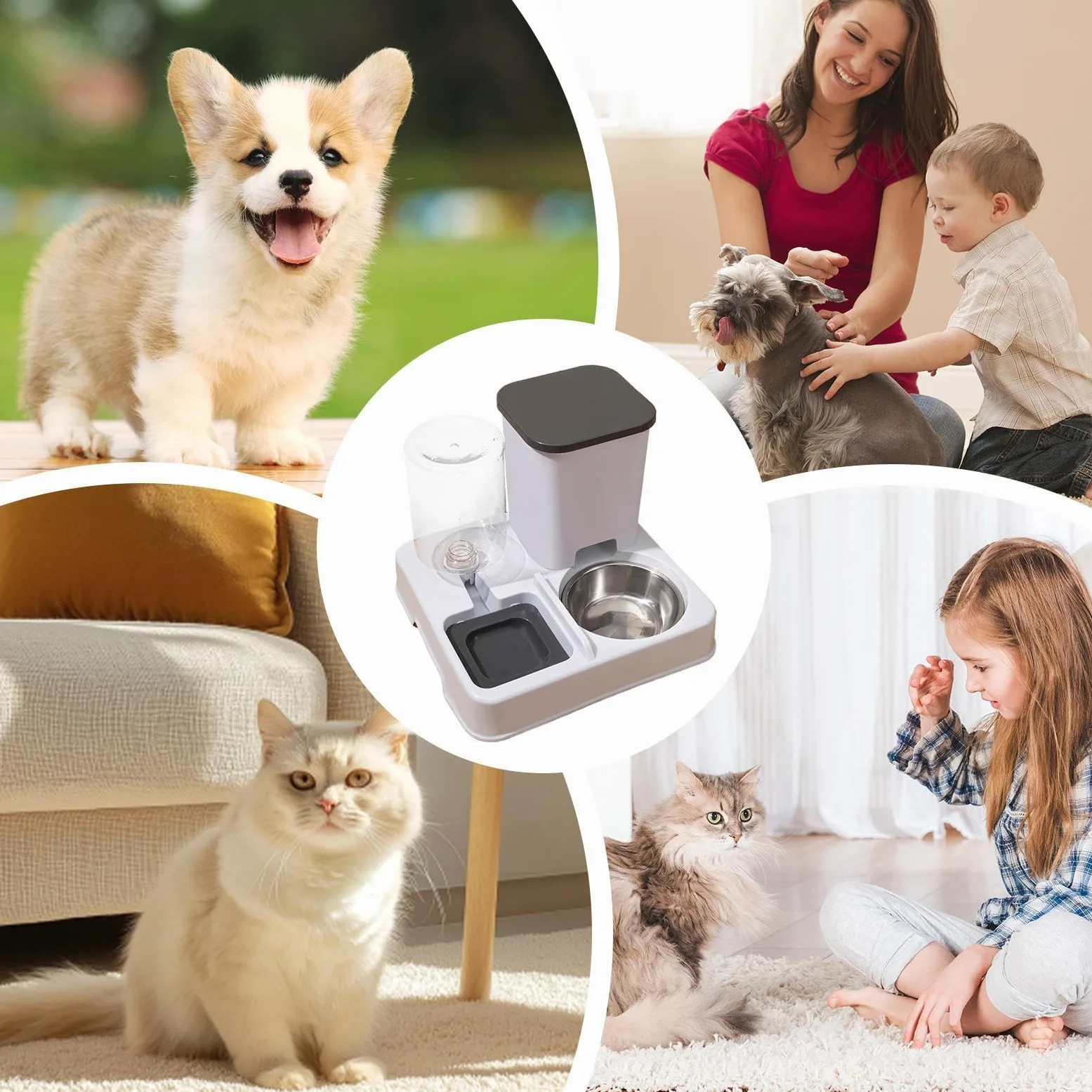 Comedero para Mascotas, Sistema de Cuenco extraíble con diseño Antideslizante | Comida portátil for Gatos