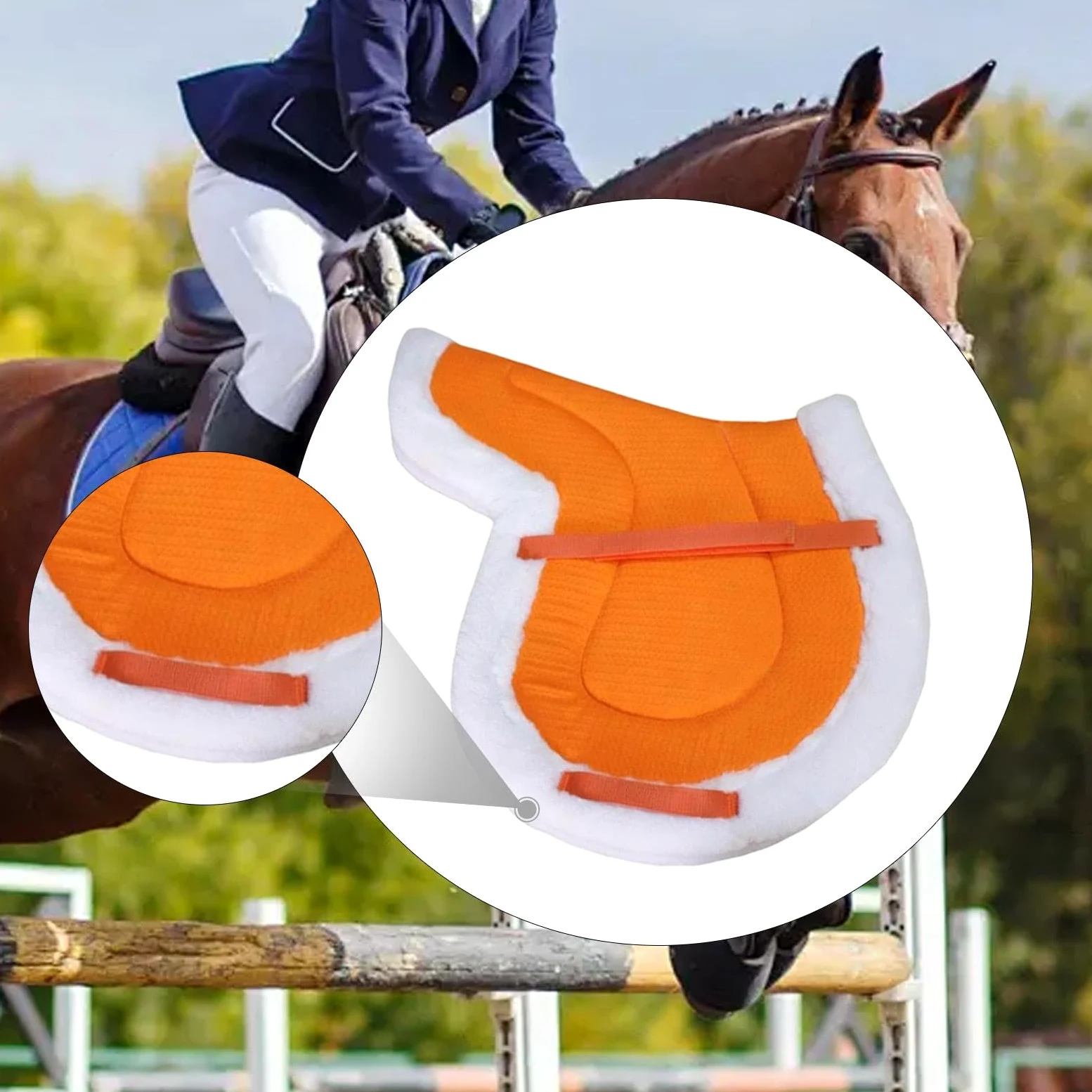 Almohadilla de Montar Caballo Silla Asiento Antideslizante Absorción Impactos Sherpa Lavable Resistente para Cabalgatas Ecuestres Saltos
