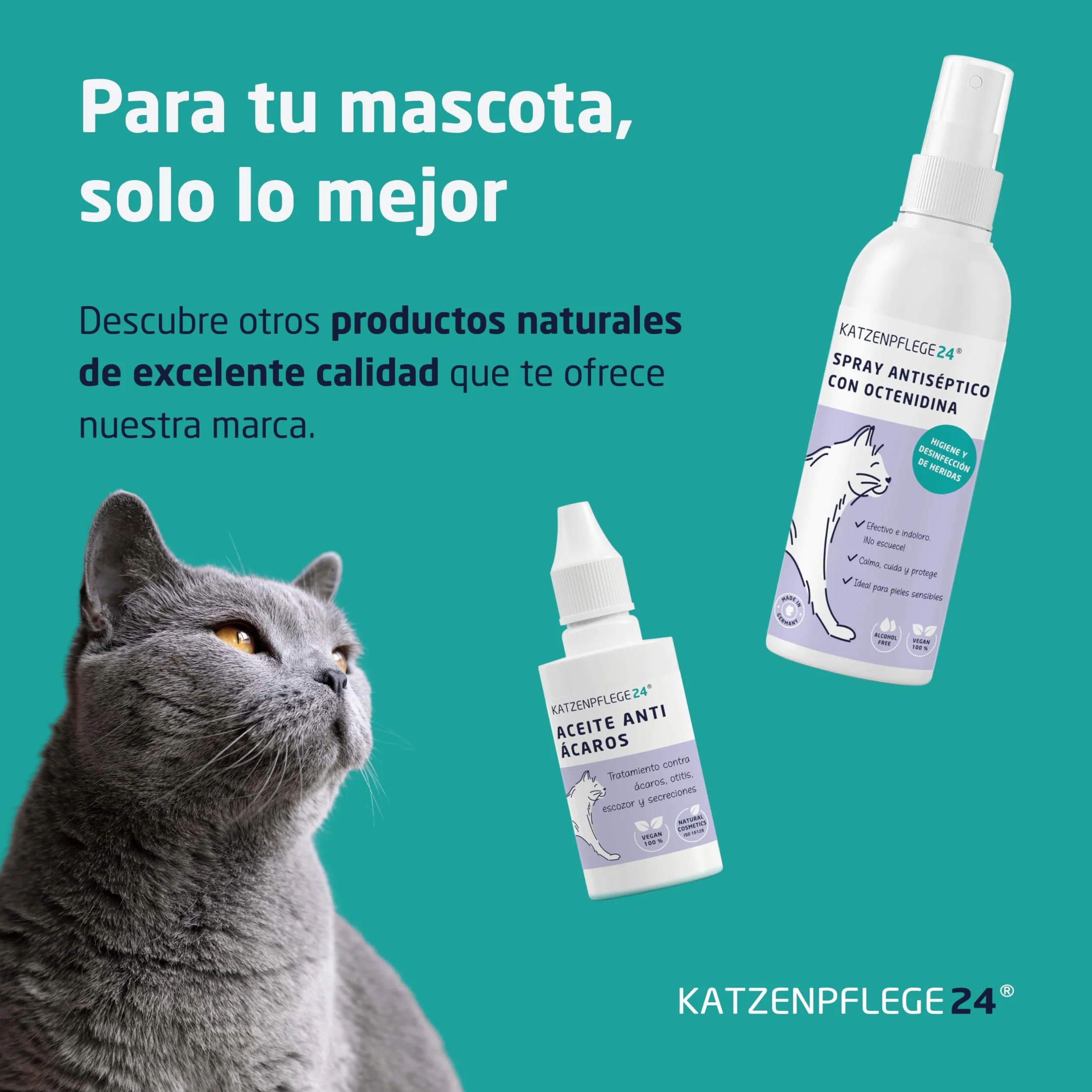 Aceite antiácaros Gatos y Perros 50ml - Efecto inmediato 100% Natural contra ácaros, Otitis, infecciones de oído, inflamación y escozor - Gotas infeccion oidos Perros y Gatos
