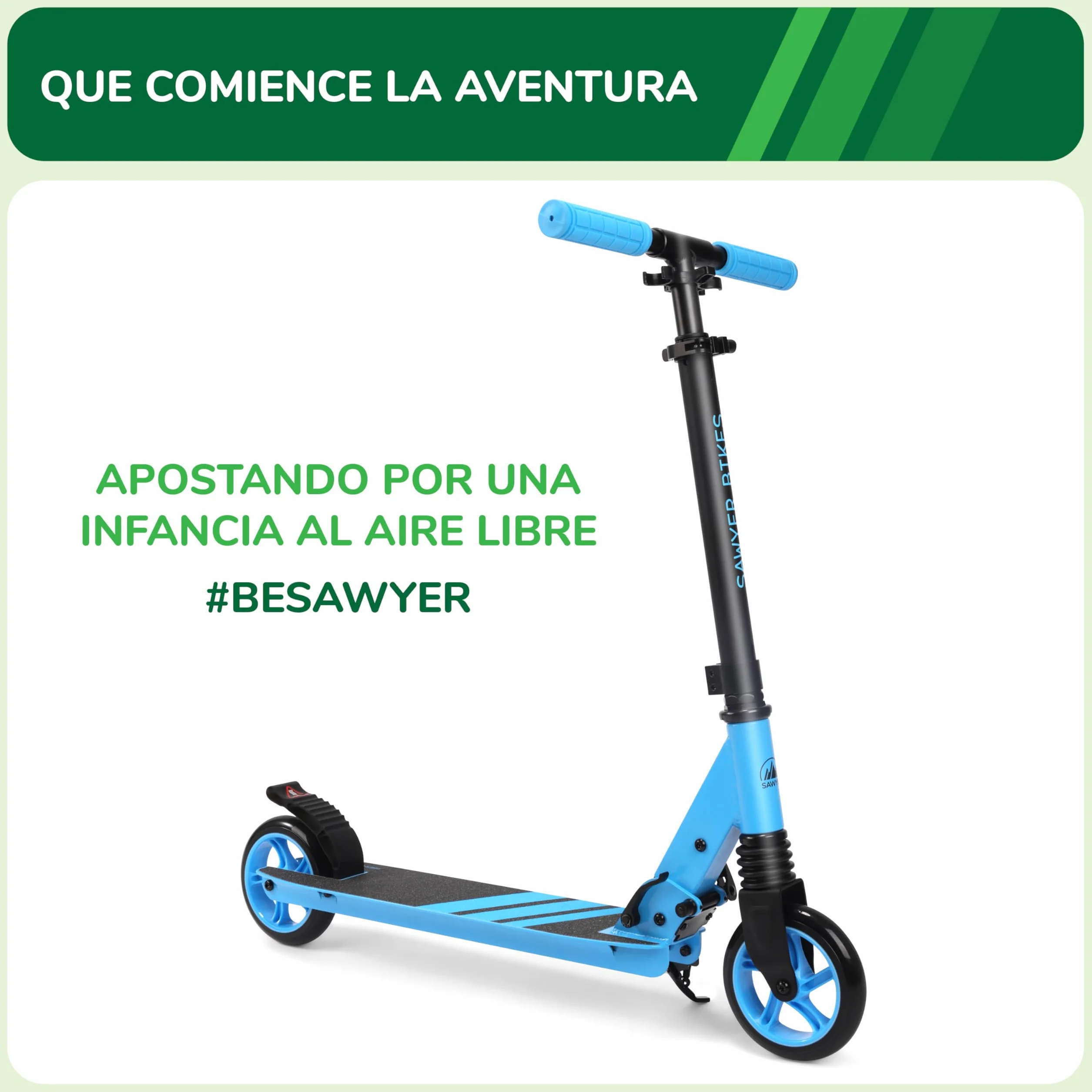 Sawyer Bikes Patinete Ajustable y Plegable Niños 6 a 12 Años