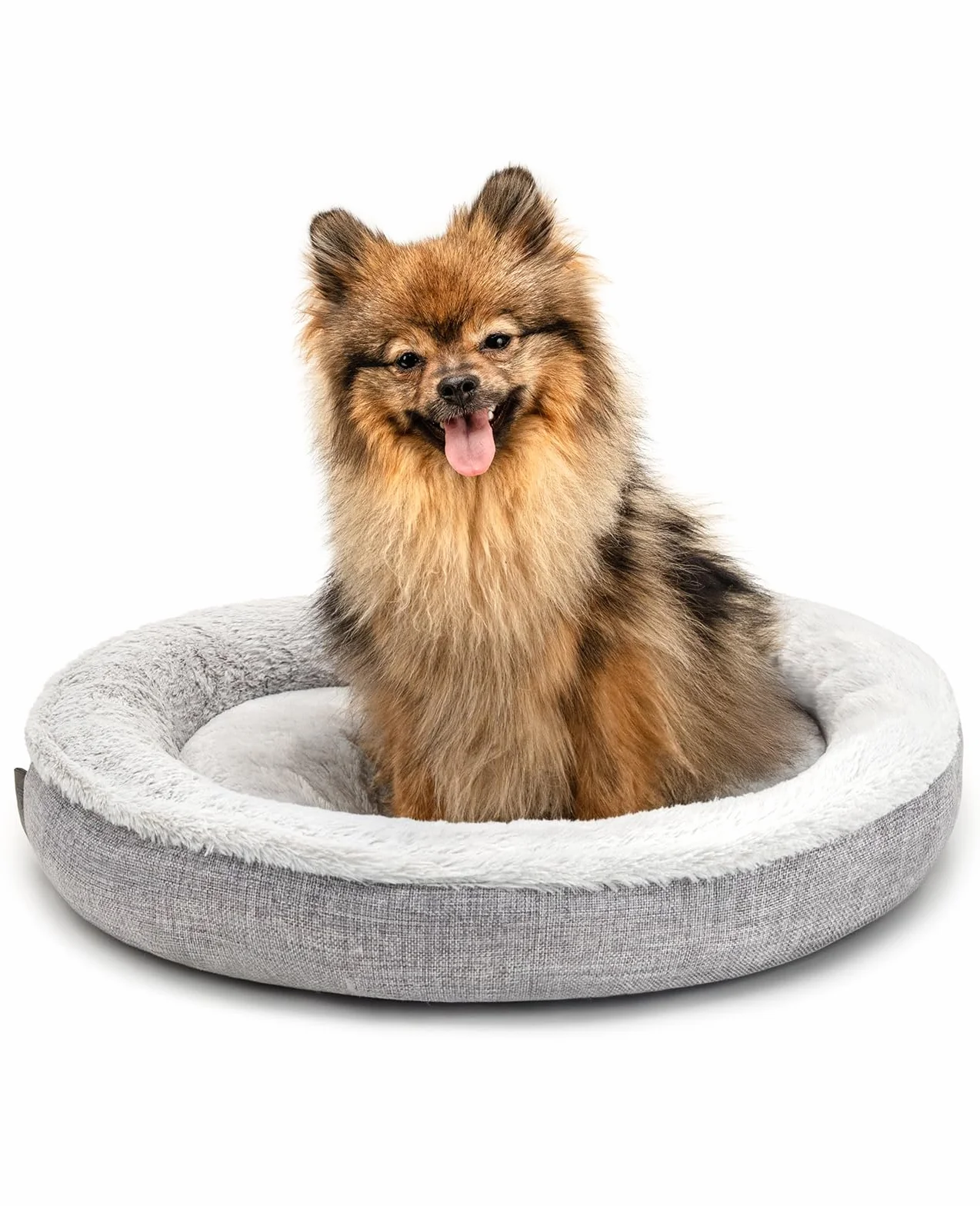 Lionto Cama Redonda para Perros con Forma de Donut, Cojín Sofá, 55 cm Ø Gris