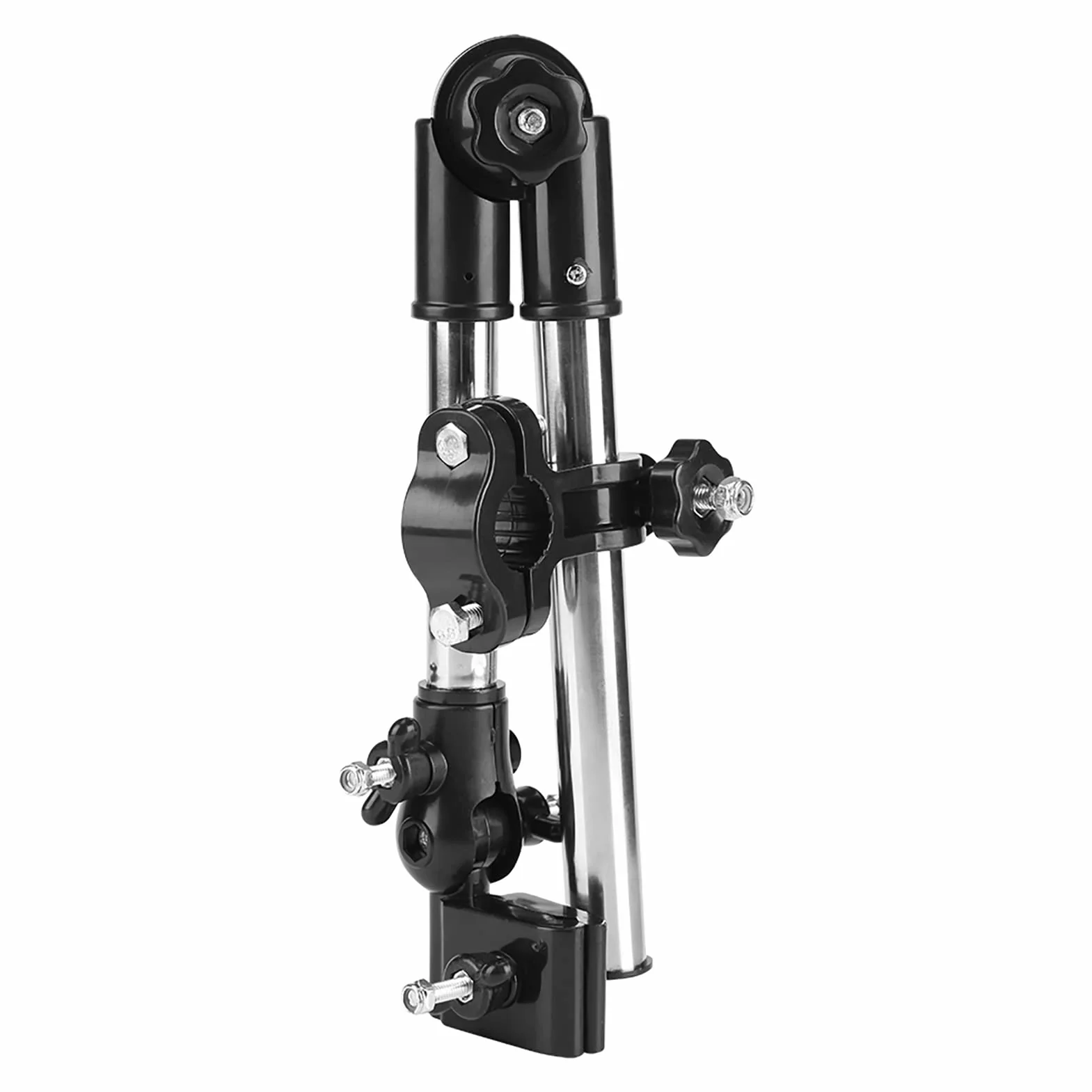 Soporte de Paraguas Telescópico 360° Ajustable Negro para Bicicleta