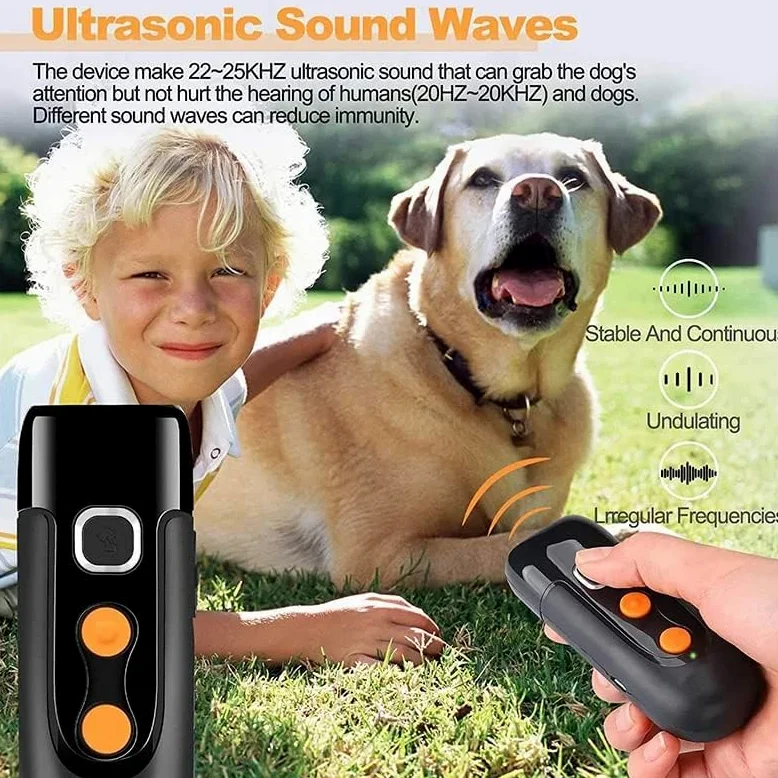 Dispositivo ultrasónico anti ladridos para entrenamiento de perros, controla el ladrido excesivo con linterna LED. Características