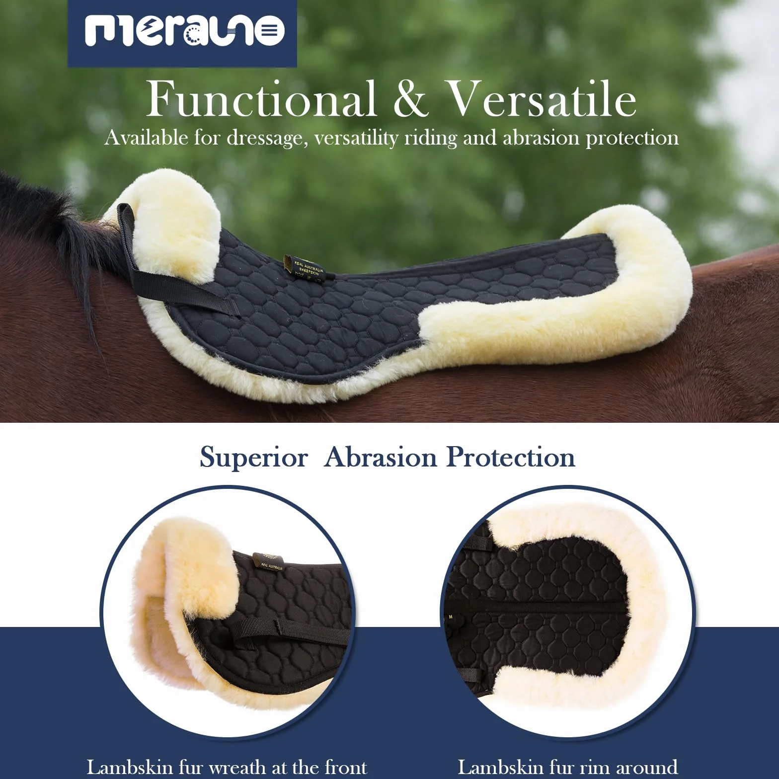 Lambskin - Cojín para silla de montar (piel de cordero)