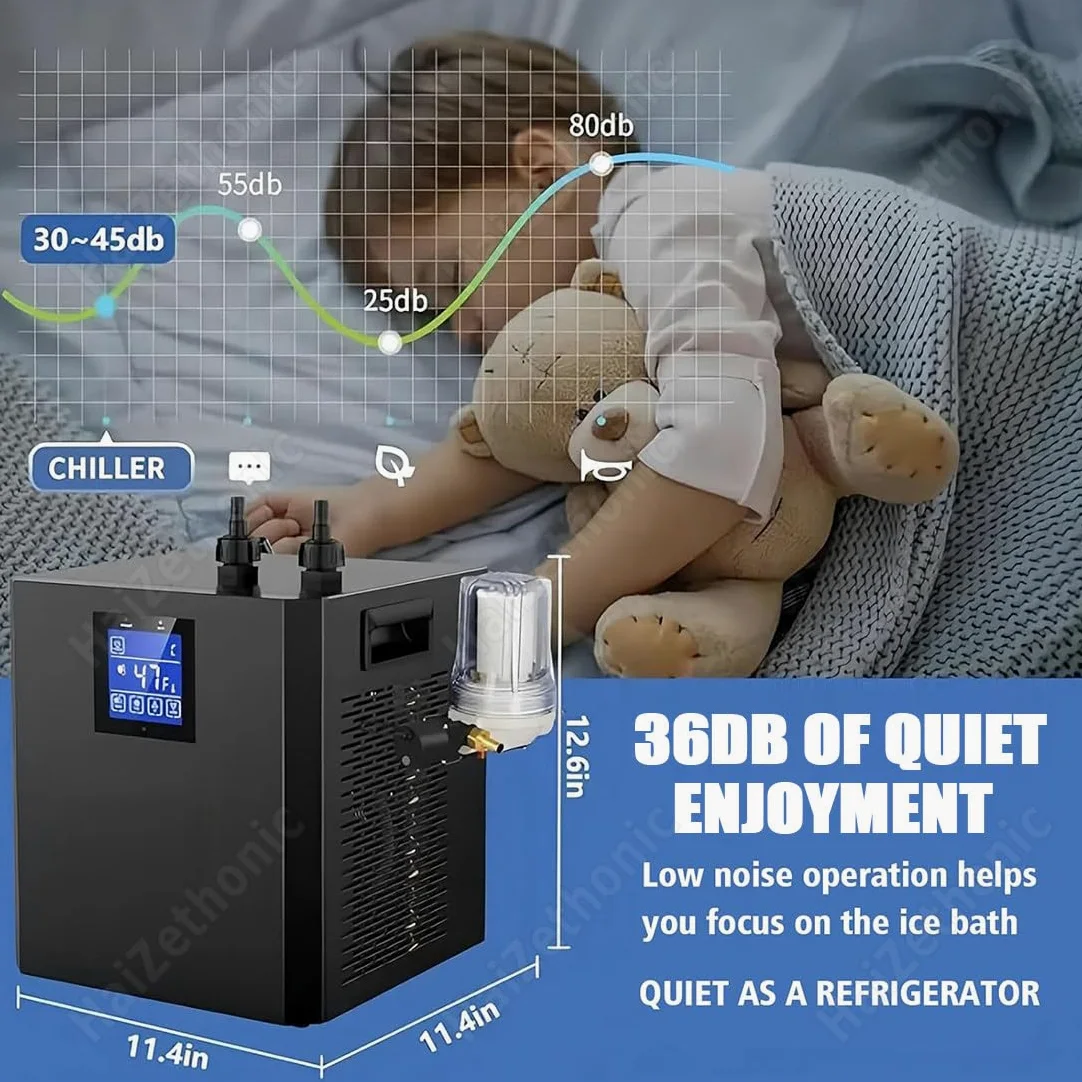 Enfriador Inmersión Bañeras,Adapta Bañeras Diversos Tamaños | Con Filtro Externo Pp Micras Y Bomba Sumergible,Sistema Enfriamiento Bomba Dual Con Pantalla LED,Dual Pump