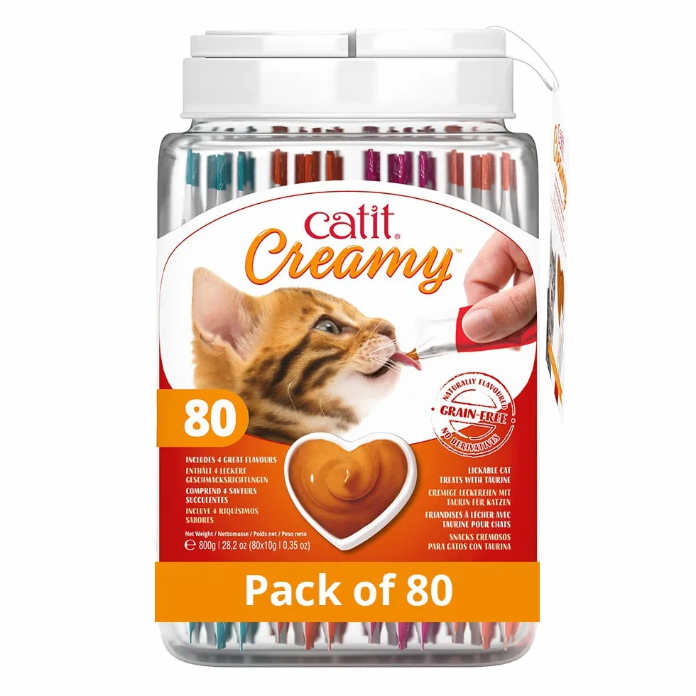 Snack liquido para gatos Catit Creamy Bote Surtido, 80 x 10 g