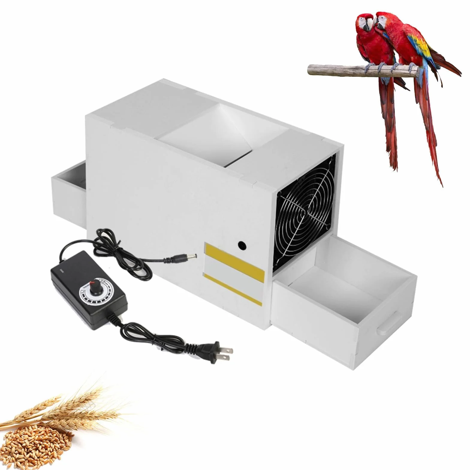 Máquina de detección de alimentos para pájaros, soplador de velocidad ajustable para mijo, granos, semillas de melón, divisor de concha fácil de usar para loros y otros alimentos para pájaros