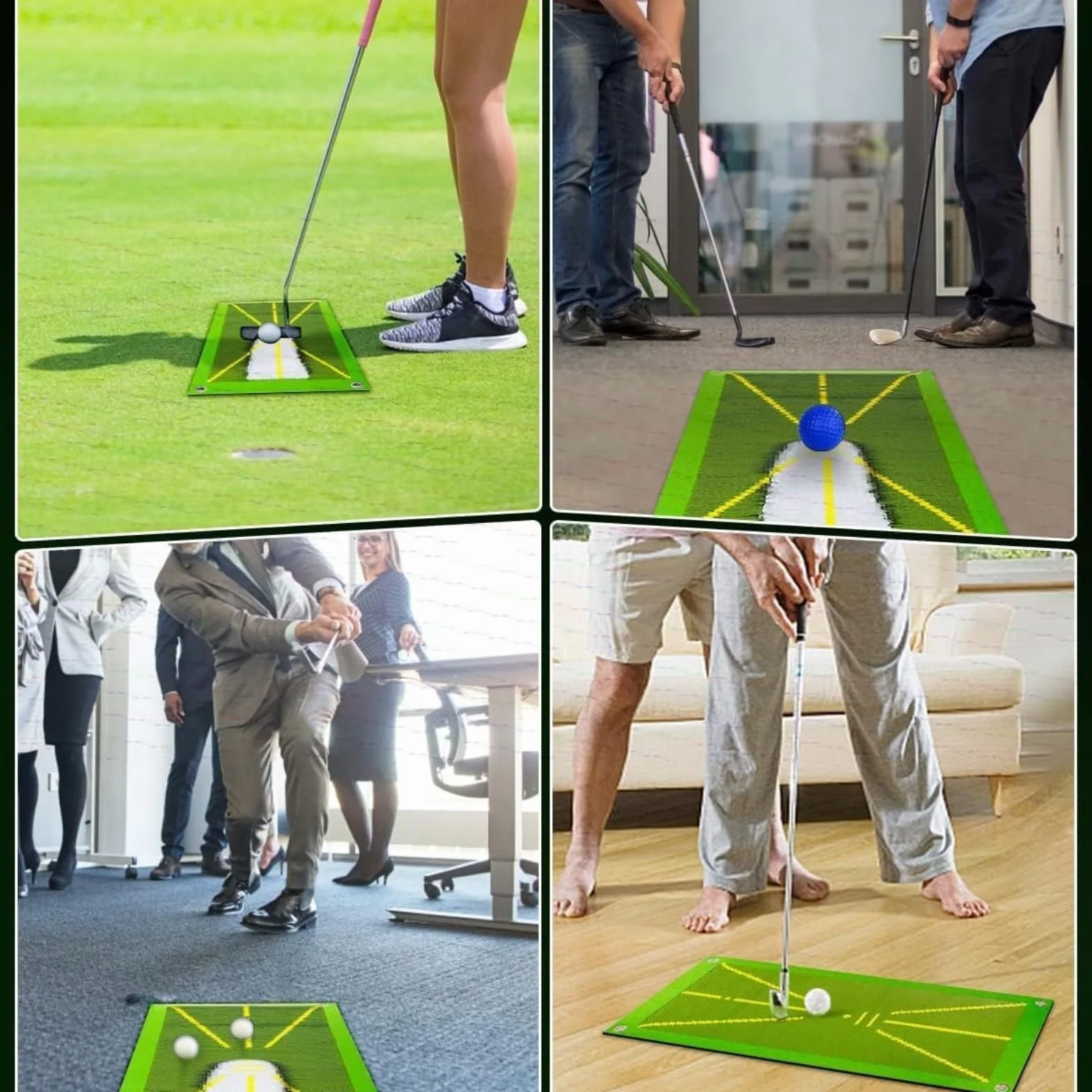 Alfombra de Golf con Bolsillo Negro 10pcs Mat de Entrenamiento para Interior