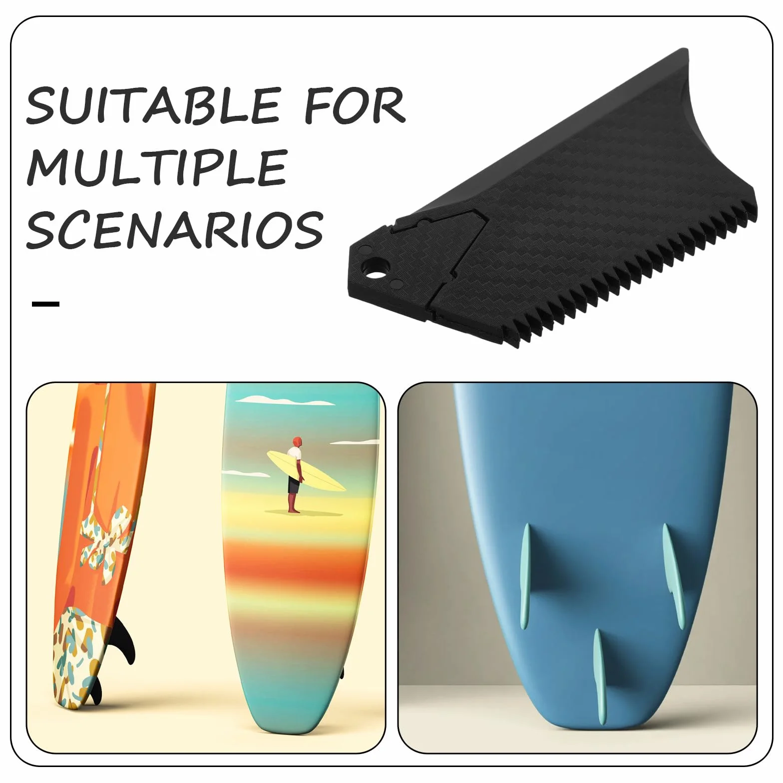 Peine Trapezoidal para Cera de Tabla de Surf con Textura de Carbono, ABS Resistente