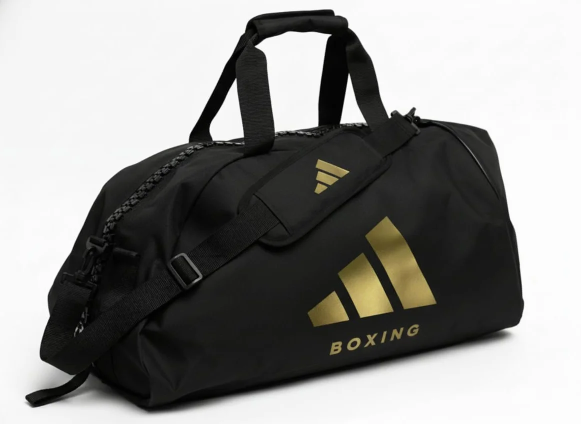 Adidas Bolsa deportiva 2 en 1 mochila poliéster negro dorado