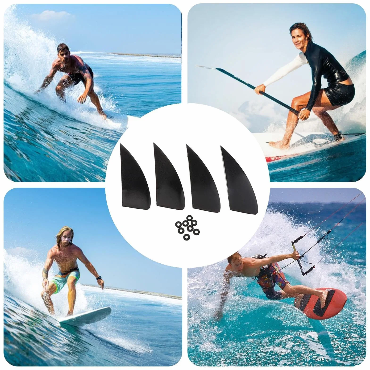 Aletas De Surf 4 Piezas Fly para Tabla De Kitesurf Juego Reforzado Desmontable