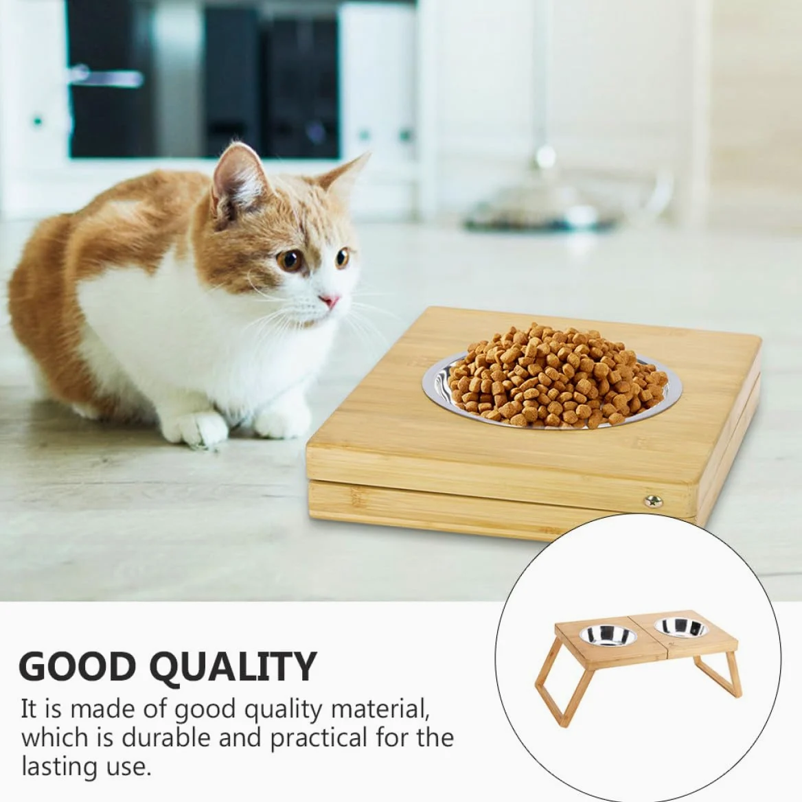 Angoily Soporte Plegable para Comederos de Mascotas Comedero de Acero Inoxidable para Perros para Gatos y Perros para Uso Interiores Soporte para Cómodo