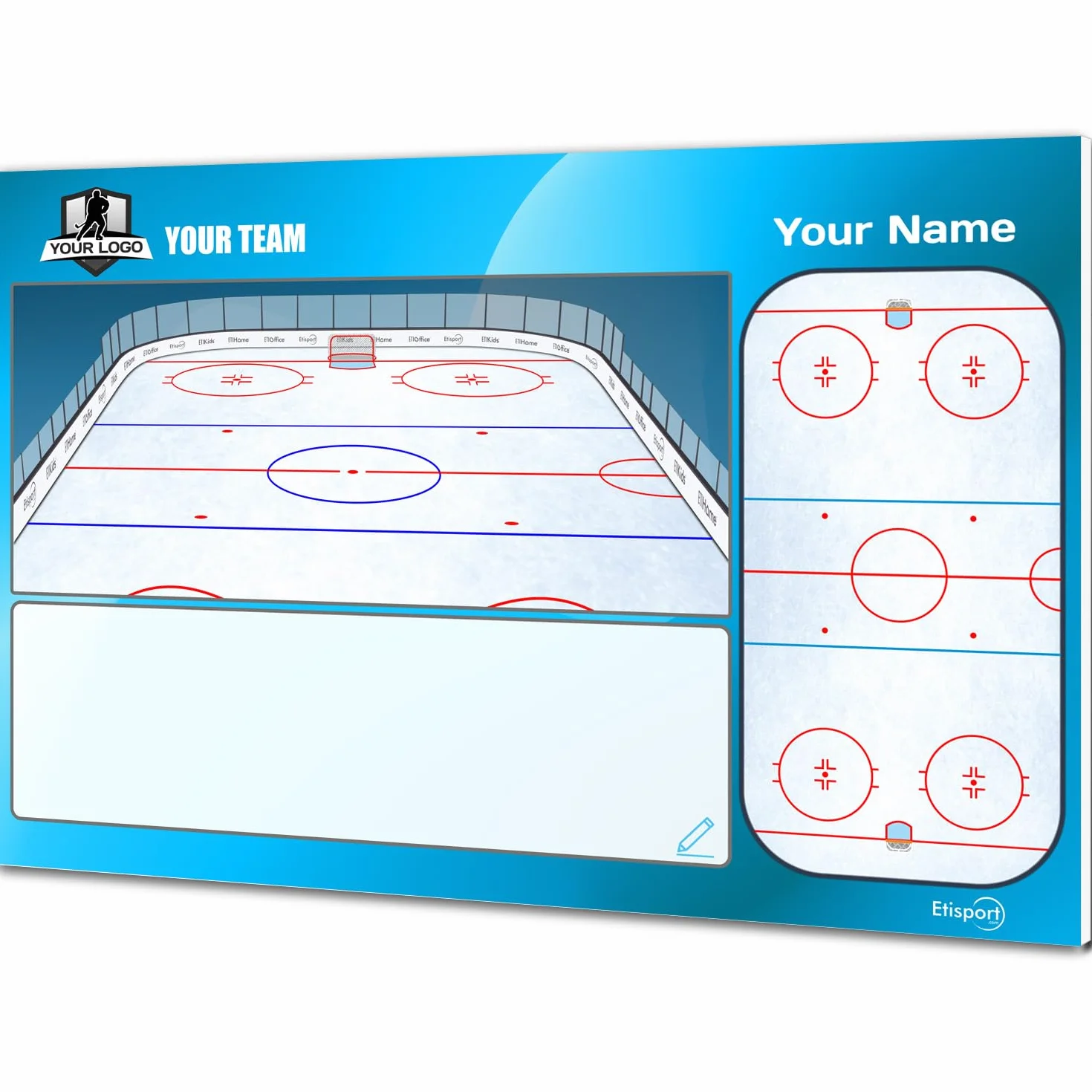 Pizarra táctica Hockey Hielo Entrenador Personalizada con Nombre y Escudo Club Tablero borrado seco
