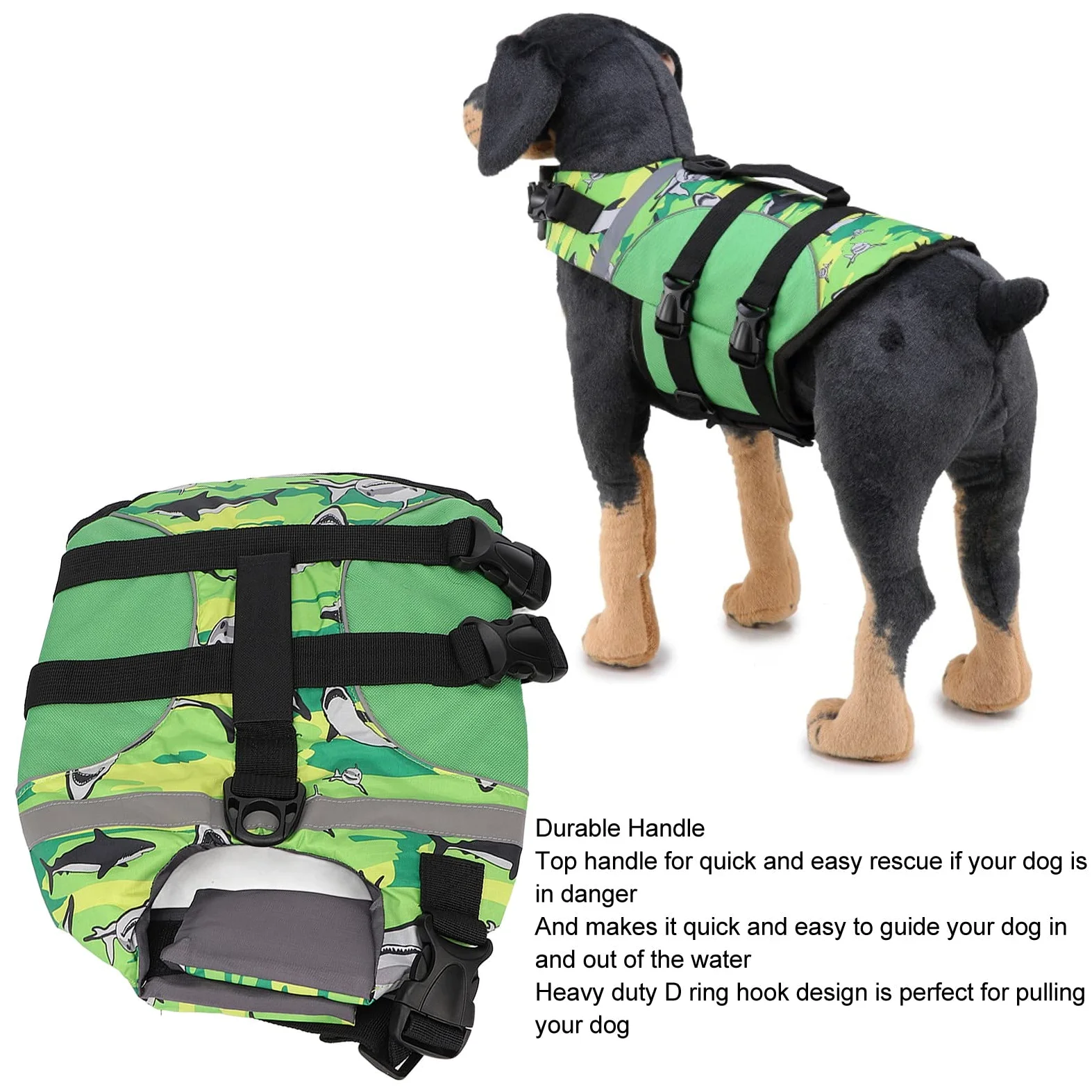 Chaleco Salvavidas Reflectante Ajustable para Perros para Nadar y navegar (l)