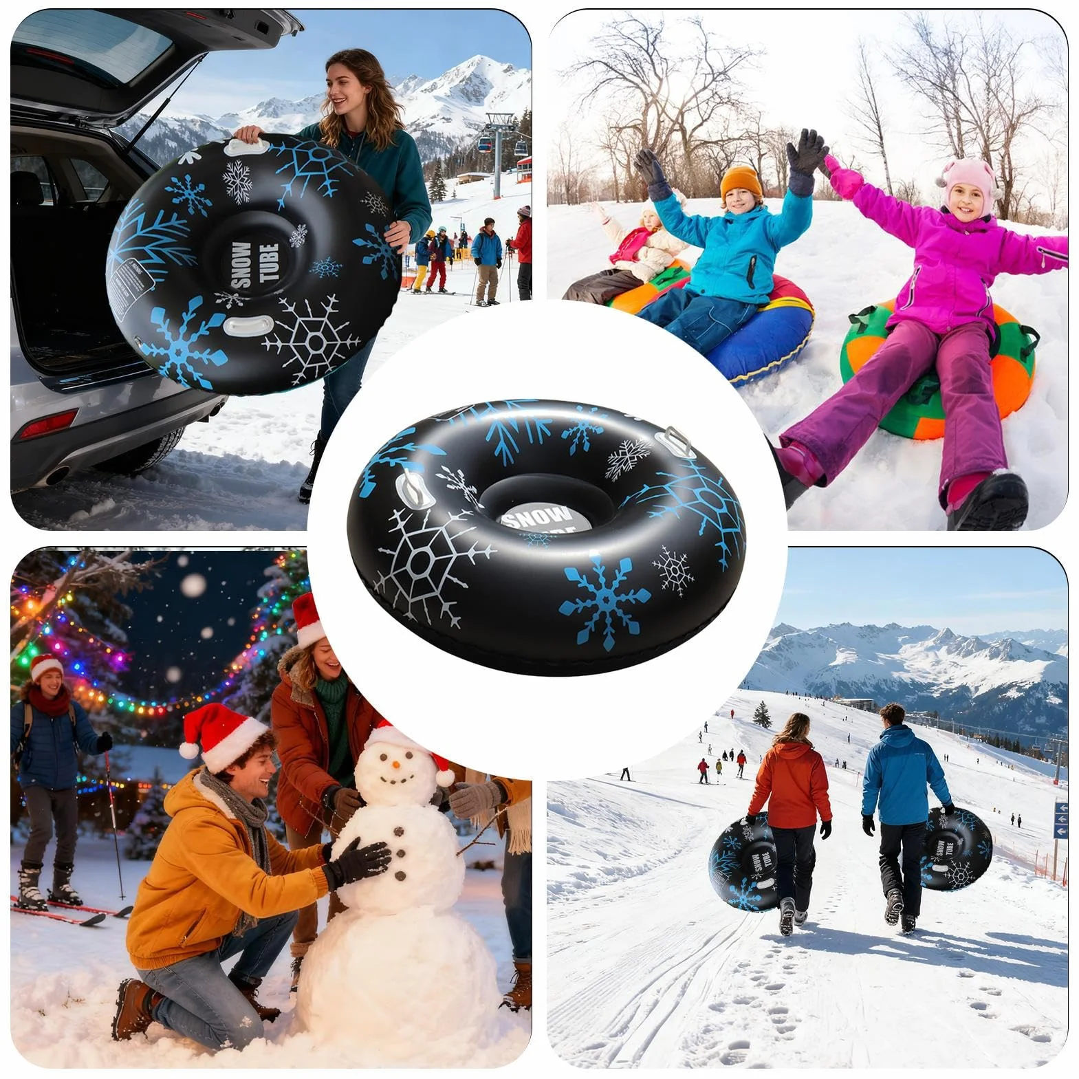 Trineo de nieve 90 cm PVC engrosado para deslizamiento invierno