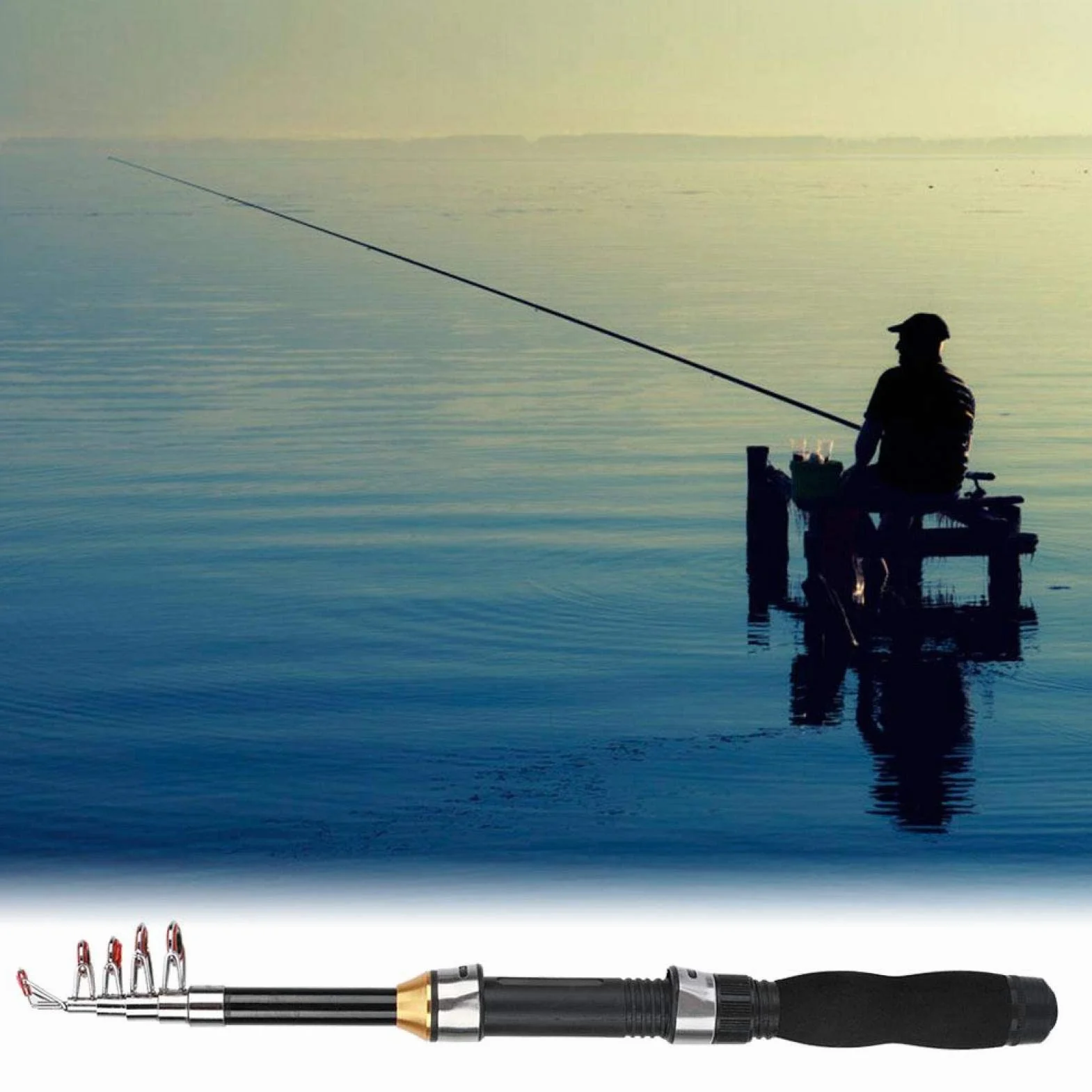 Bnineteenteam Mini Caña de Pescar 1.5 m Hielo Vidrio 2-6 lbs