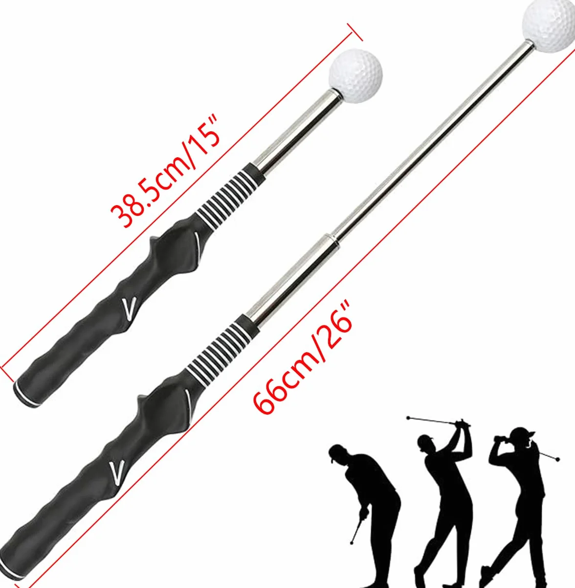 Entrenador de swing de golf ajustable con sonido de impacto TP14 38.5-66 cm retráctil