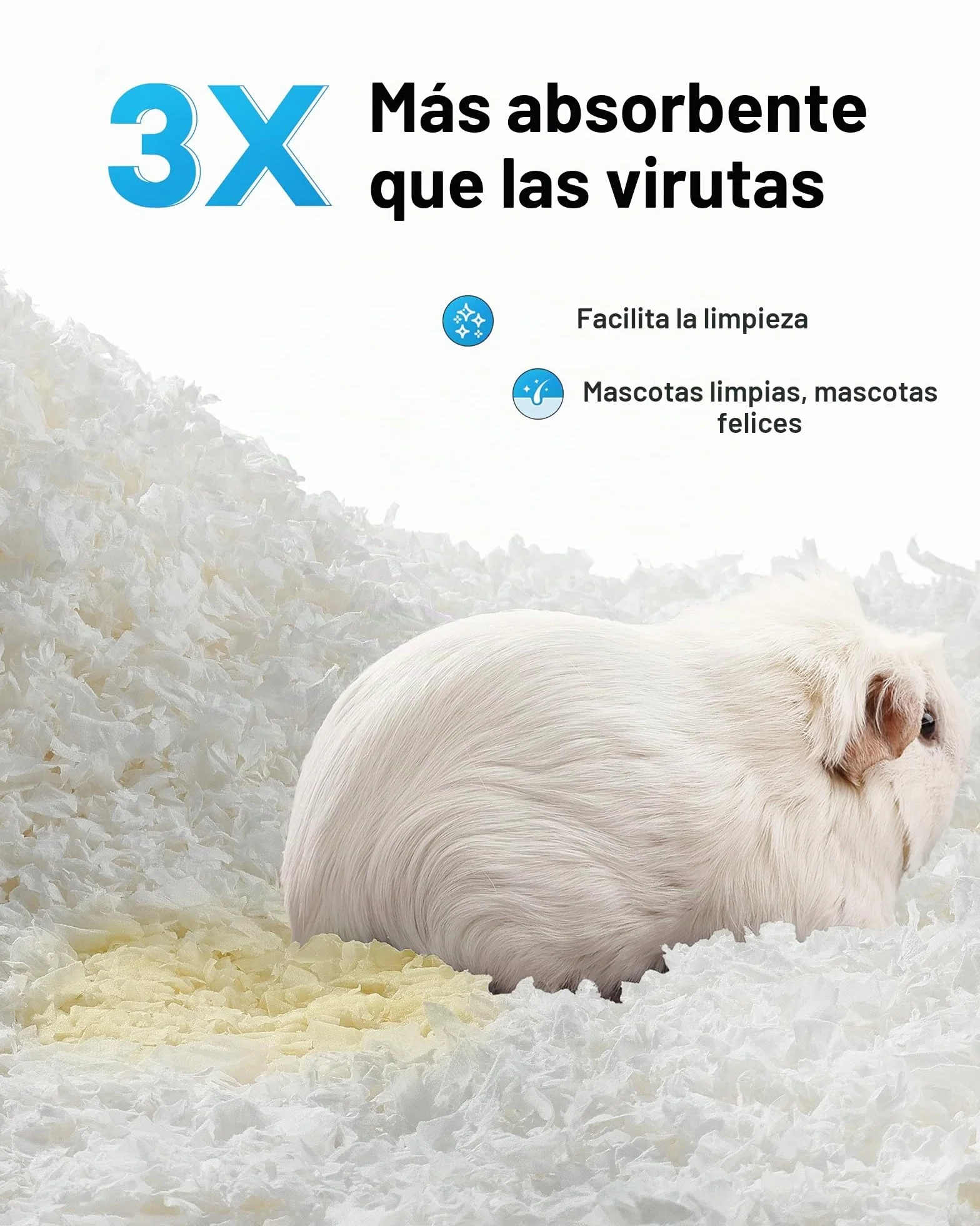 BUCATSTATE Lecho para Hámsteres 70L, Camas para Conejos Animales Pequeños, Ratones, Jerbos, Roedores, Control de Olores, Natural Lecho de Papel Súper Absorbente, 99,9% Libre de Polvo (70litros)
