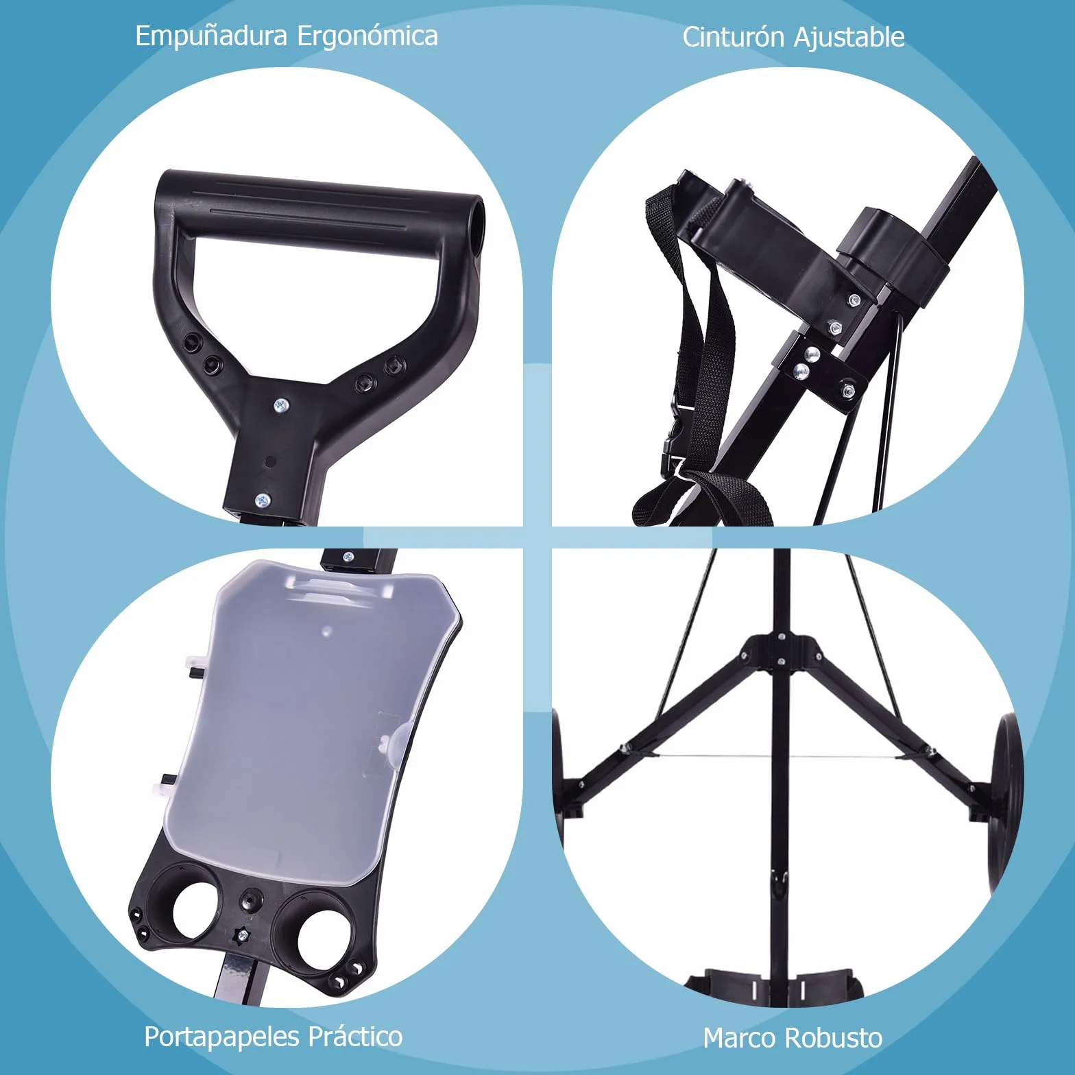 GOPLUS Carrito de Golf Plegable con 2 Ruedas, 67 x 142 x 112 cm