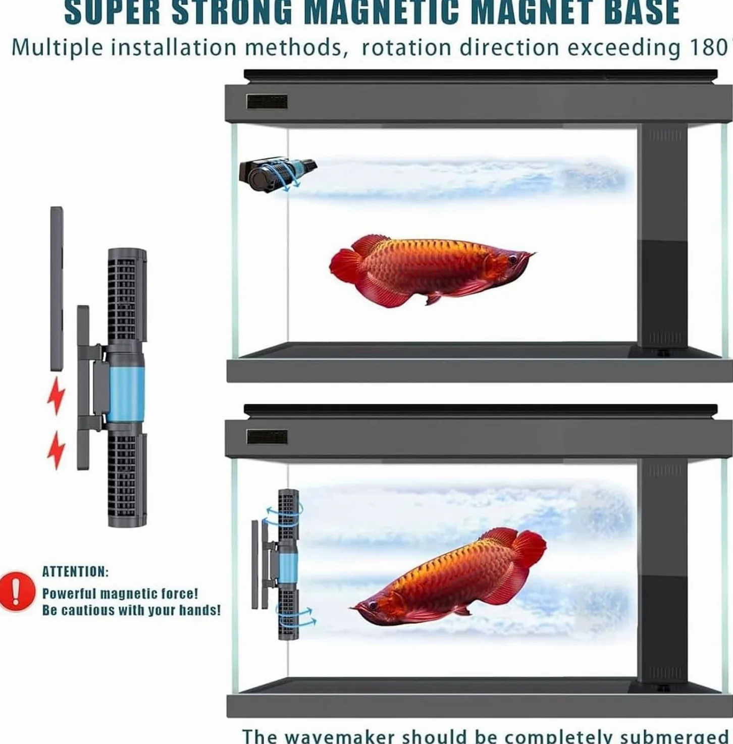 Generador de Olas para Acuario de 15 W, con Controlador de Pantalla LED, Bomba de Flujo Cruzado de 4 Niveles de Ajuste, para acuarios de Agua Dulce, Marinos y de Arrecife.