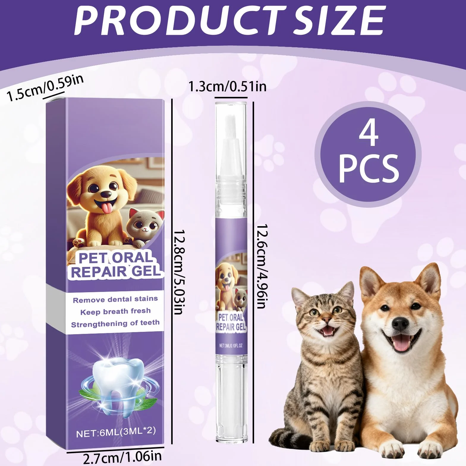Cepillo Dientes Perro 4 Piezas Para el Cuidado Dental de Perros y Gatos, gel Para el Cuidado Bucal de Mascotas, Lápiz Limpiador Mascotas, Limpieza Dientes Perro
